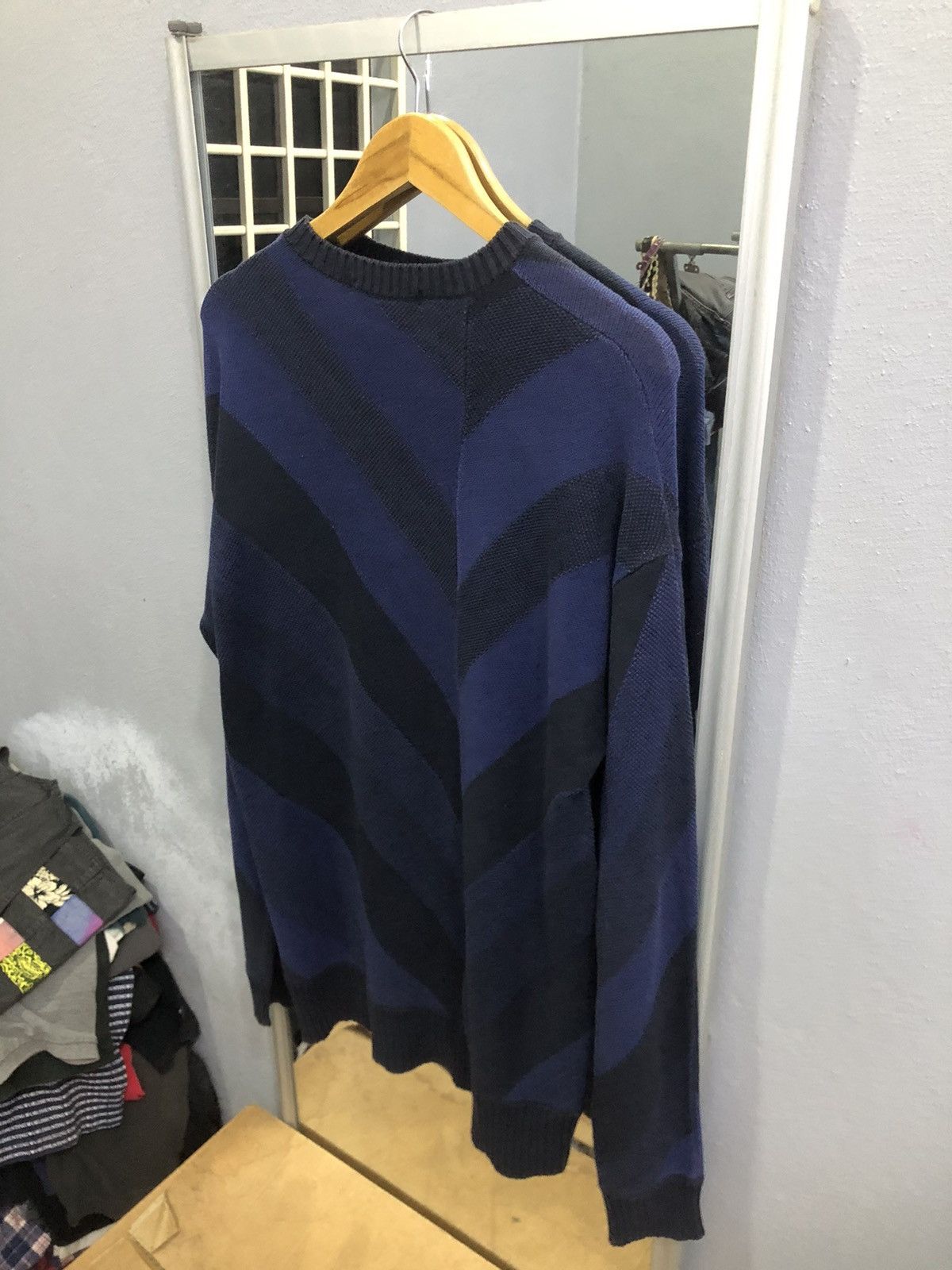 GOSTAR DE FUGA FUGA Navy Geometric Drop-Shoulder Knit Sweater Size US L / EU 52-54 / 3 - 13 Thumbnail
