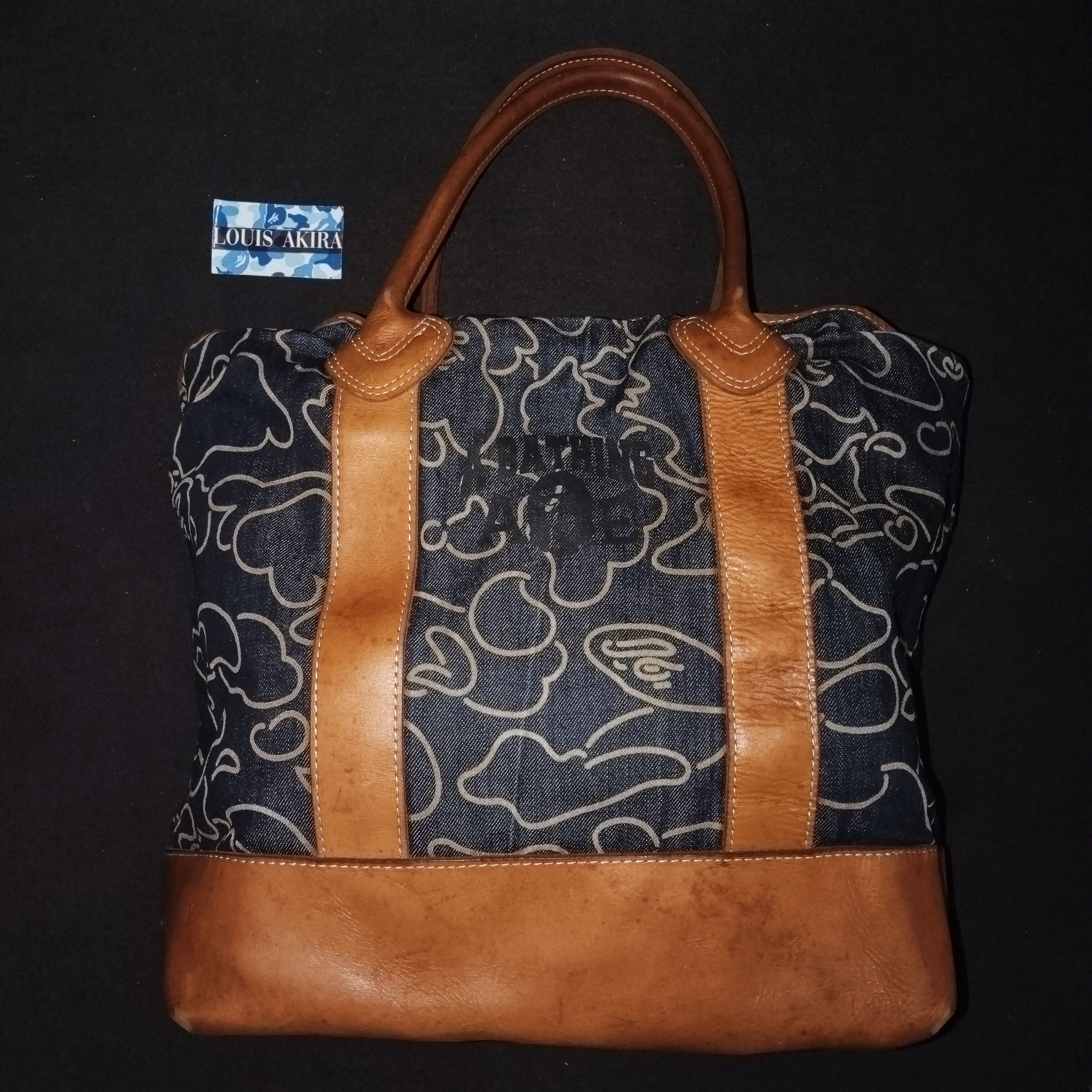 Bape 2012 BAPE Pencil Camo Denim Tote Bag with Leather Trim Size ONE SIZE - 3 Thumbnail