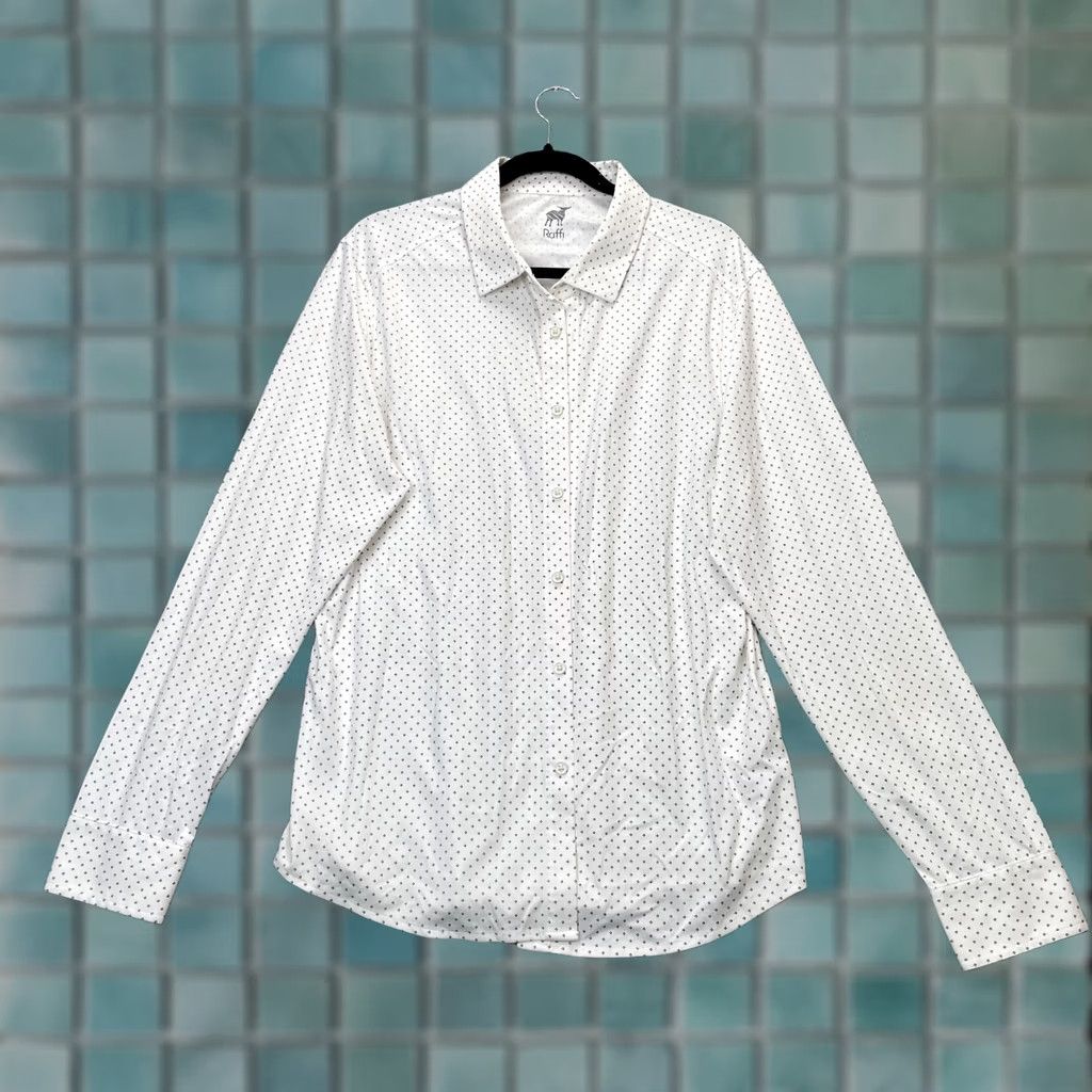 Vintage Raffi Mens Large White Polka Dot Button-Up Shirt Size US L / EU 52-54 / 3 - 1 Thumbnail