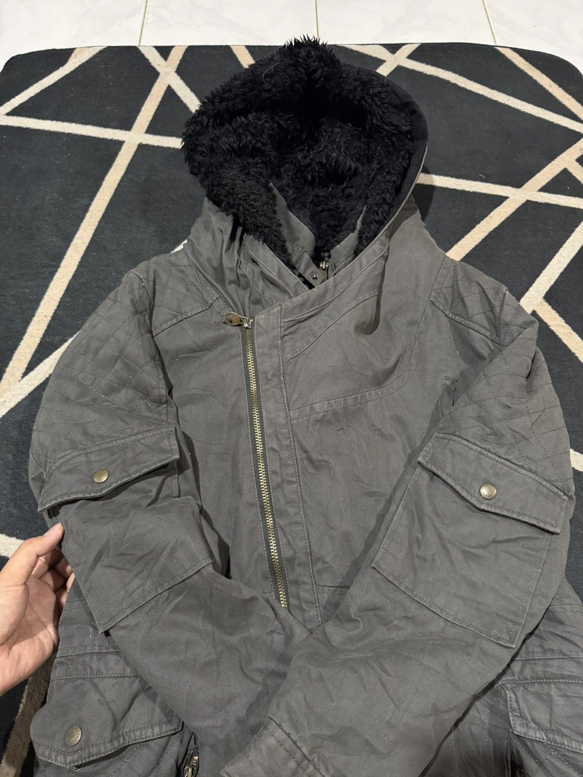 GOA Double Layers Asymmetrical Fur Jacket Codes Combine Lgb Size US L / EU 52-54 / 3 - 5 Thumbnail