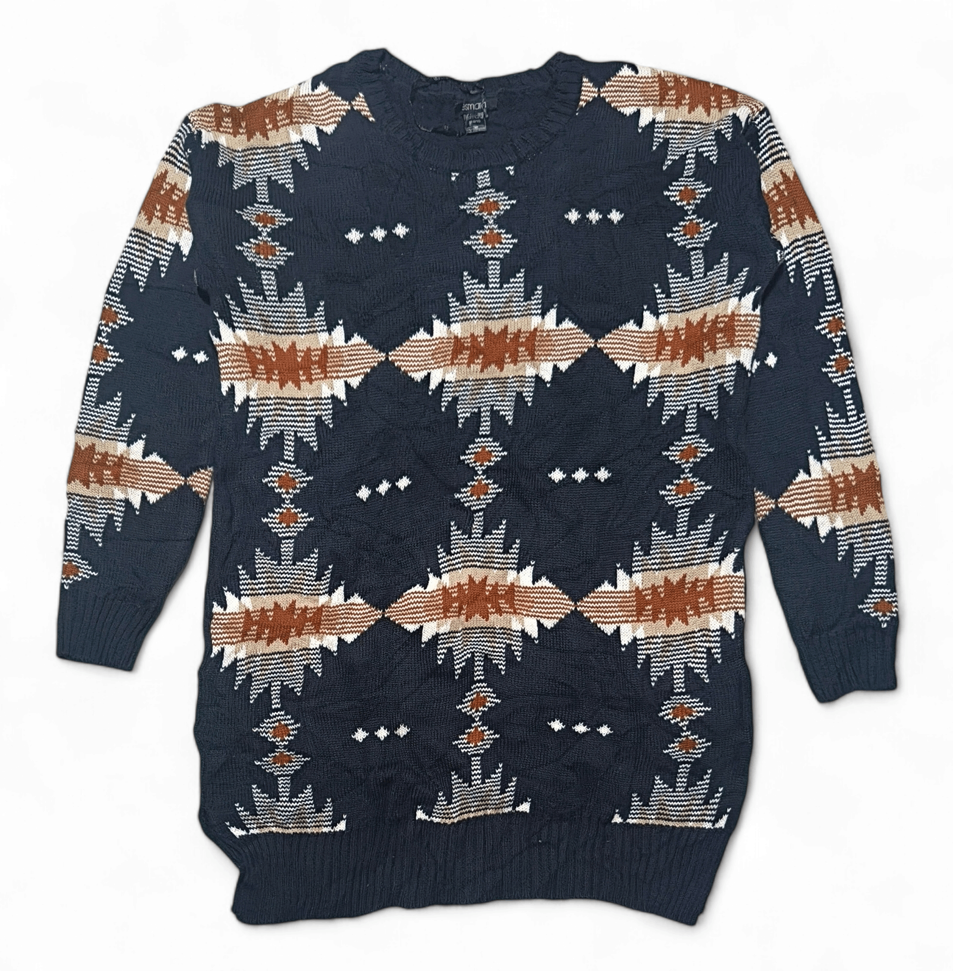 Vintage 90s ESMARA Women's Ethnic Striped Long Knit Sweater