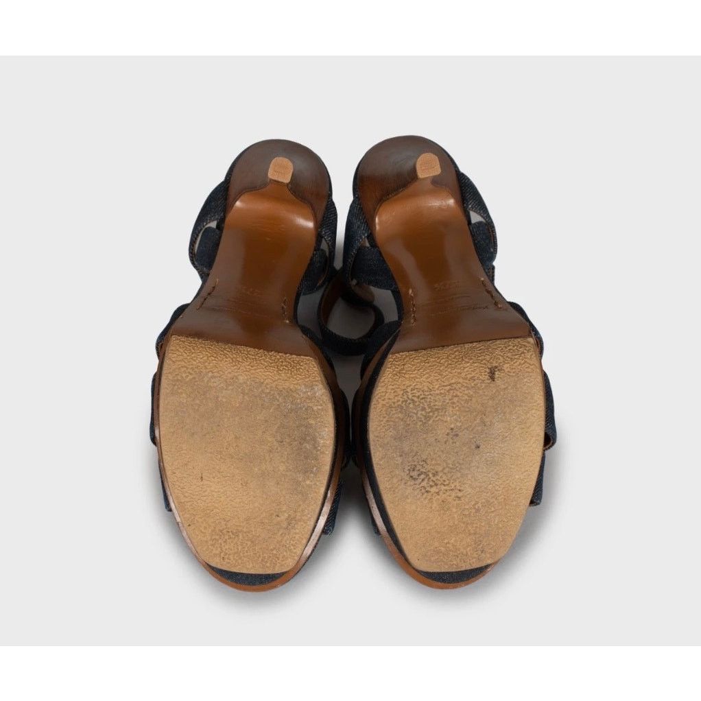 Saint Laurent Paris Stylish Saint Laurent Tribute Denim Sandals - Size 37.5 Size US 6.5 / IT 36.5 - 5 Thumbnail