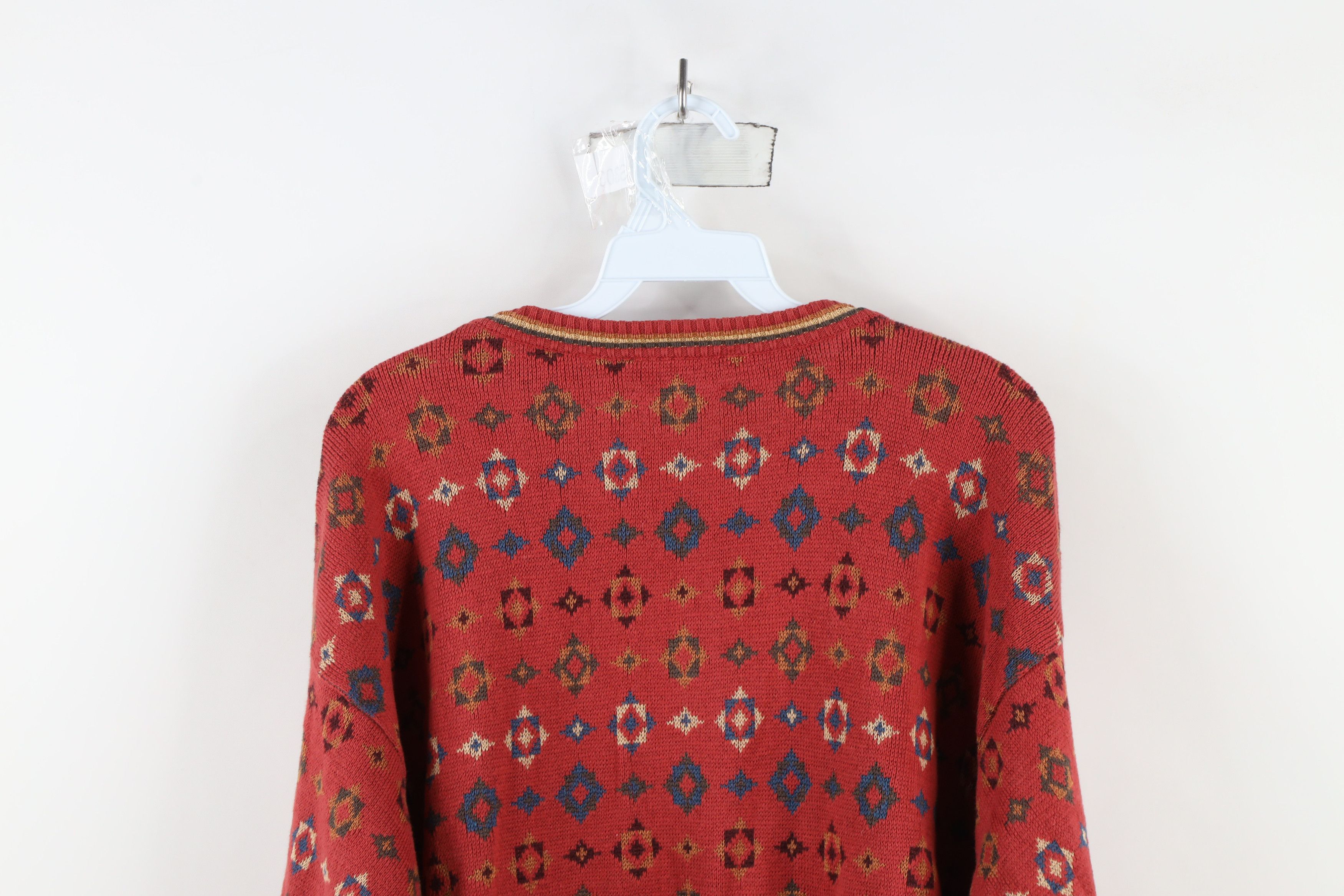 Vintage Vintage 90s Streetwear Geometric Cotton Crewneck Sweater USA Size US L / EU 52-54 / 3 - 11 Thumbnail