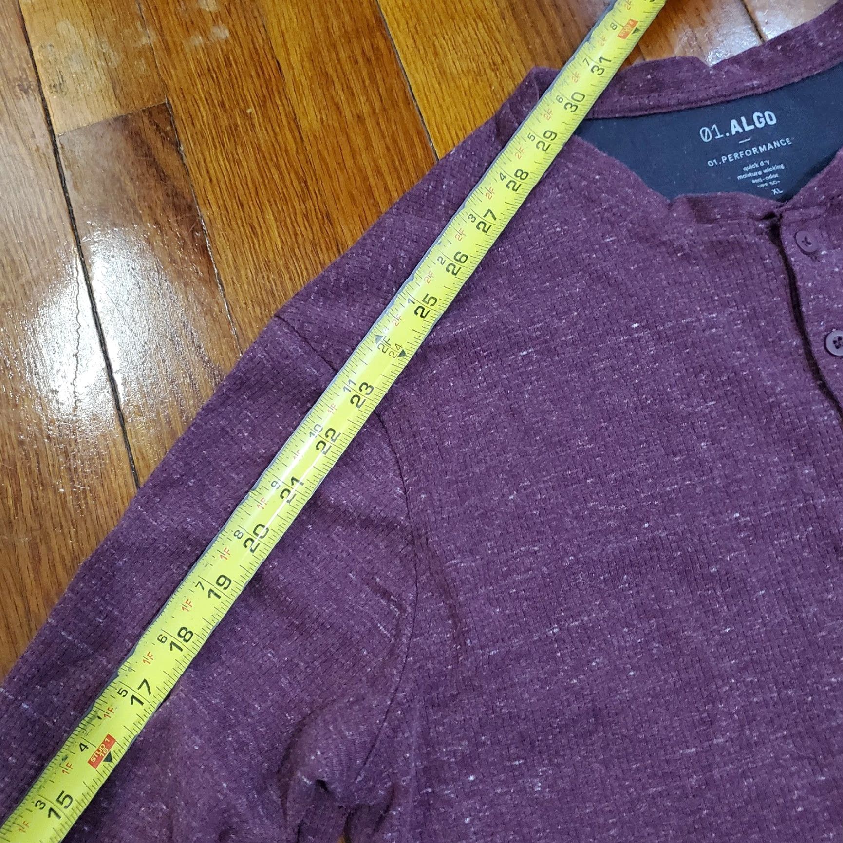 Vintage 01. Algo Performance Long Sleeve Henley Shirt Men’s XL Red Maroon Heather UPF 50 Size US XL / EU 56 / 4 - 7 Thumbnail