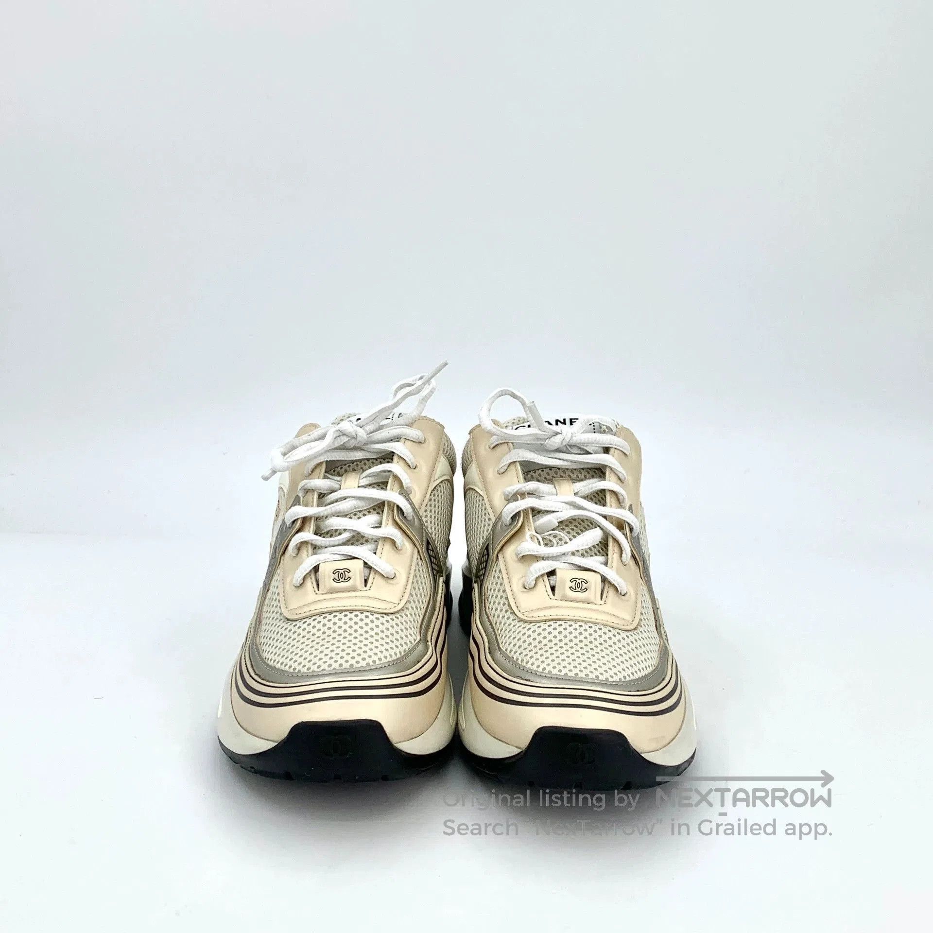 Chanel Chanel Beige CC Logo Sneakers. Size US 7.5 / EU 40-41 - 3 Thumbnail