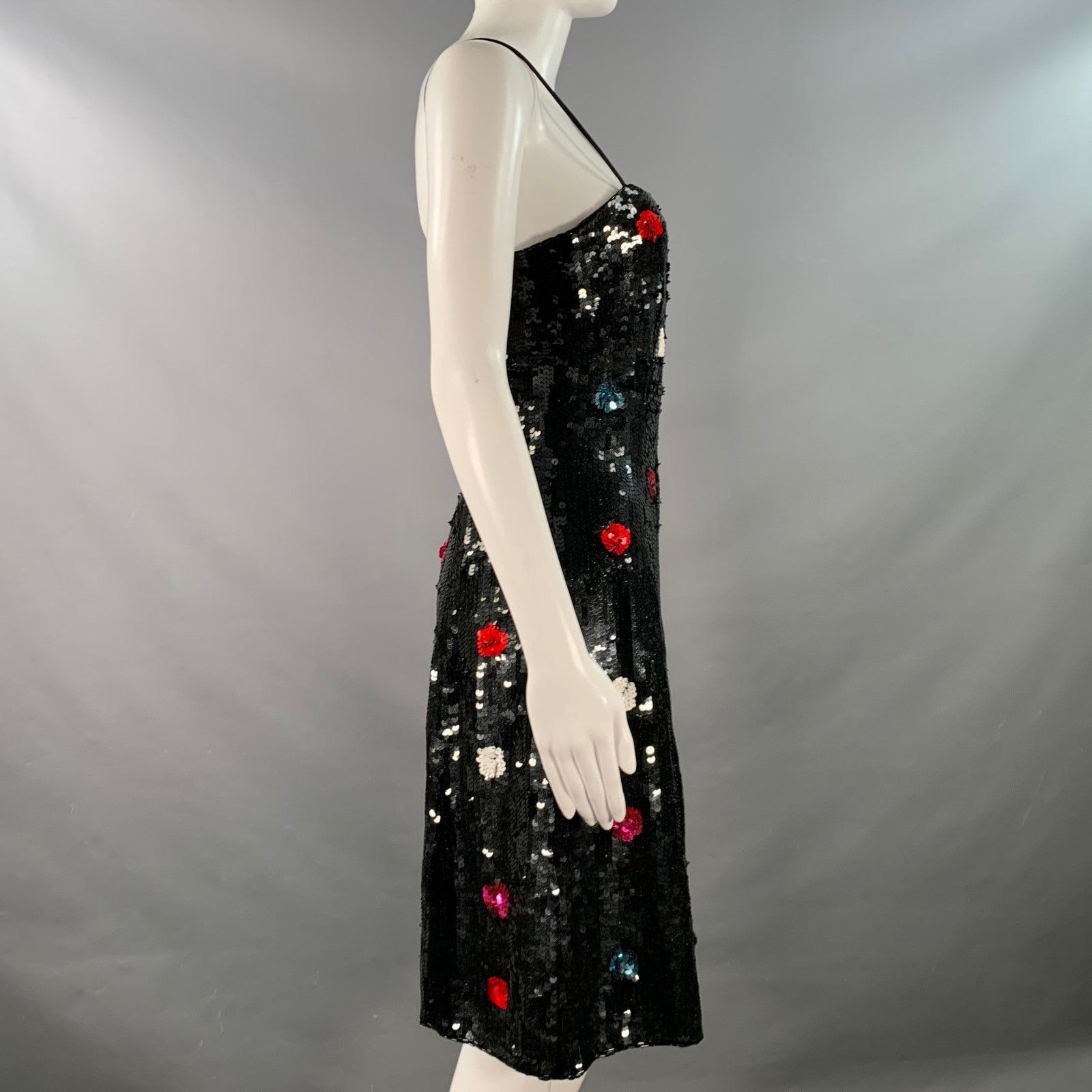 Emporio Armani Size 4 Black Multi Color Polyester Sequined Polka Dot Dress Size S / US 4 / IT 40 - 3 Thumbnail
