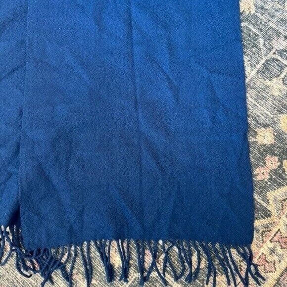 Valentino Vintage Valentino Boutique Blue Wool Scarf with Fringe Size ONE SIZE - 3 Thumbnail