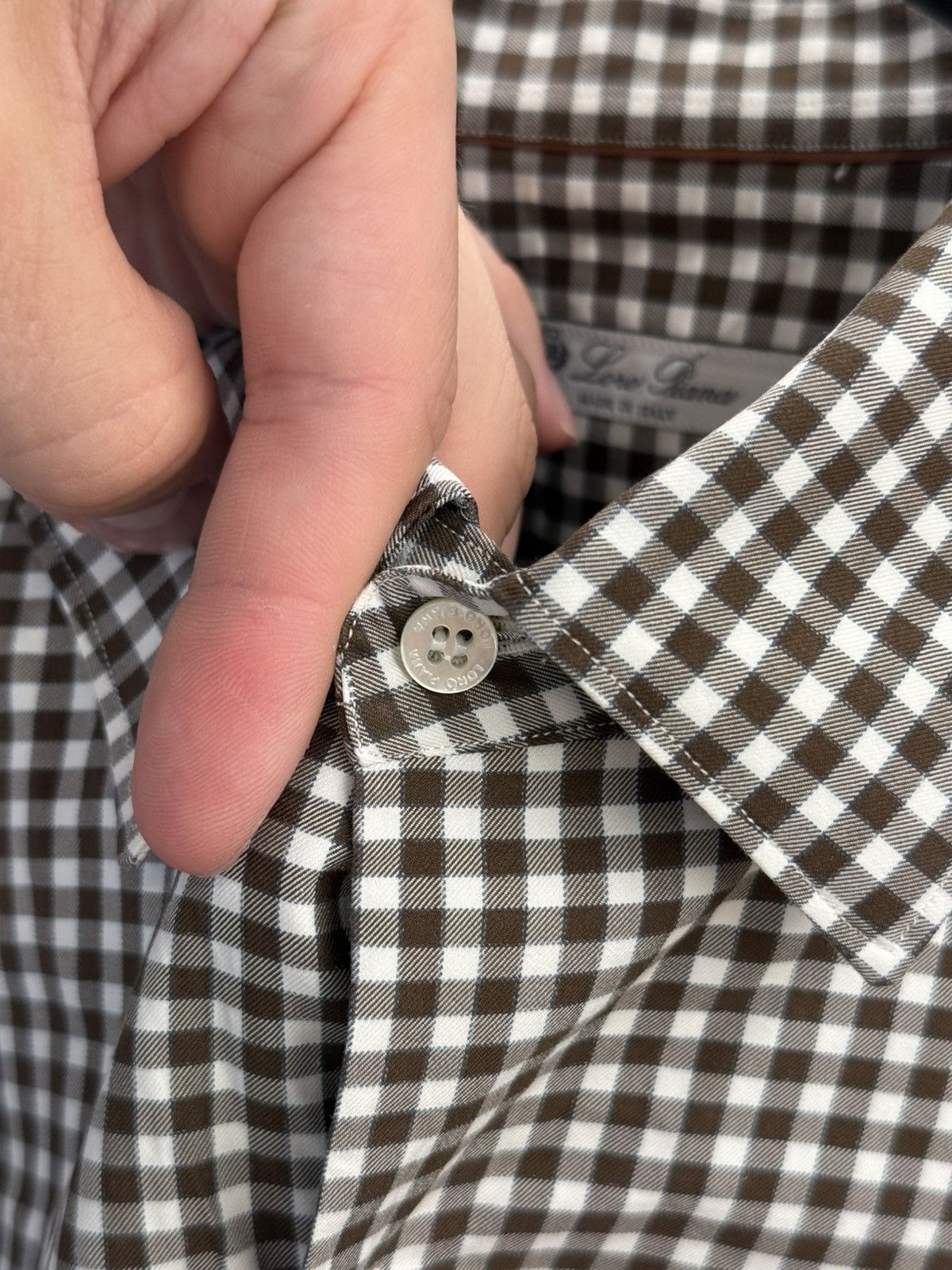 Loro Piana Loro Piana Brown Gingham Button Down Size US XL / EU 56 / 4 - 3 Thumbnail
