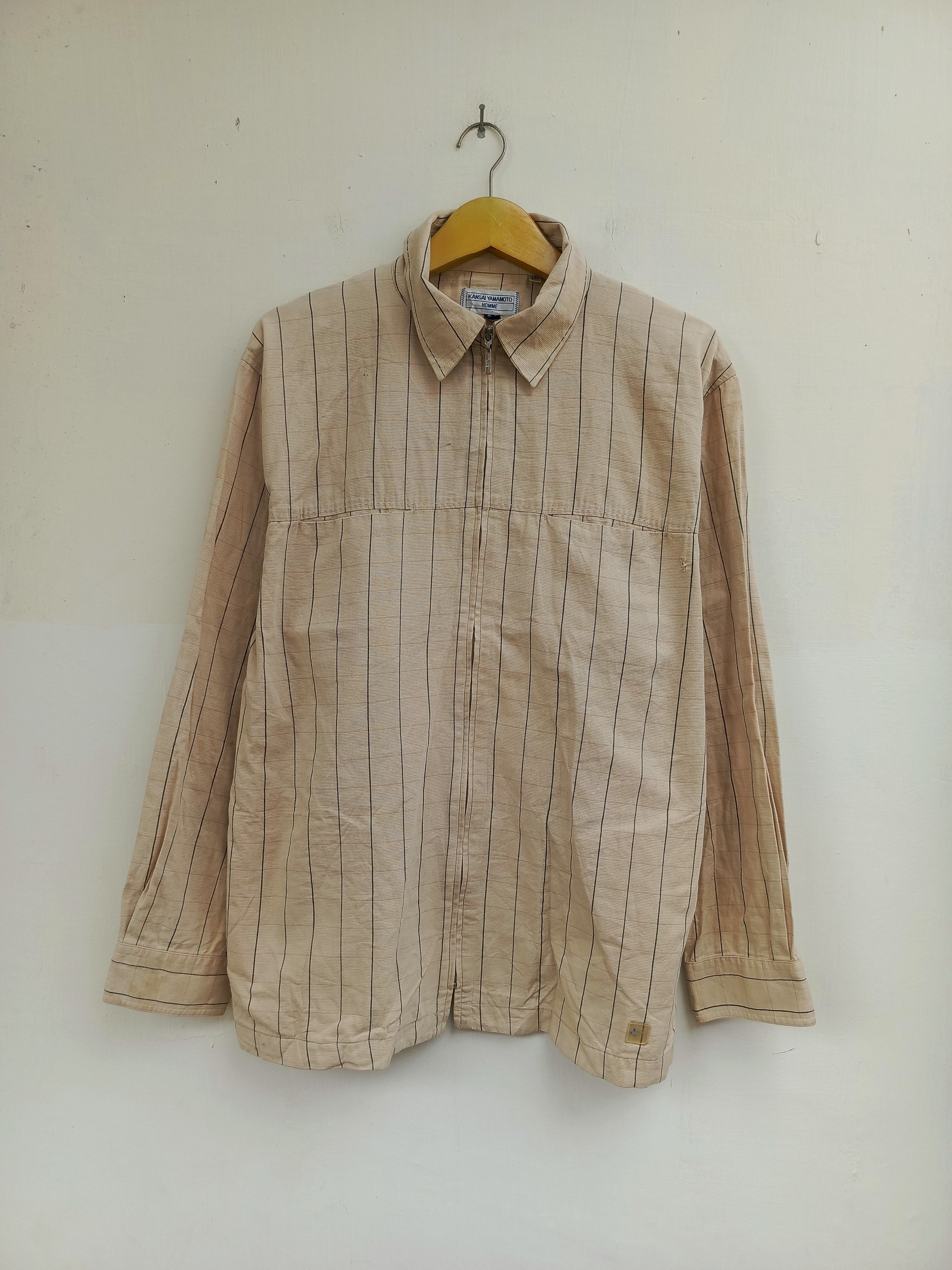 Kansai Yamamoto Kansai Yamamoto Pinstripe Zip Shirt – Japanese Designer Size US L / EU 52-54 / 3 - 1 Thumbnail
