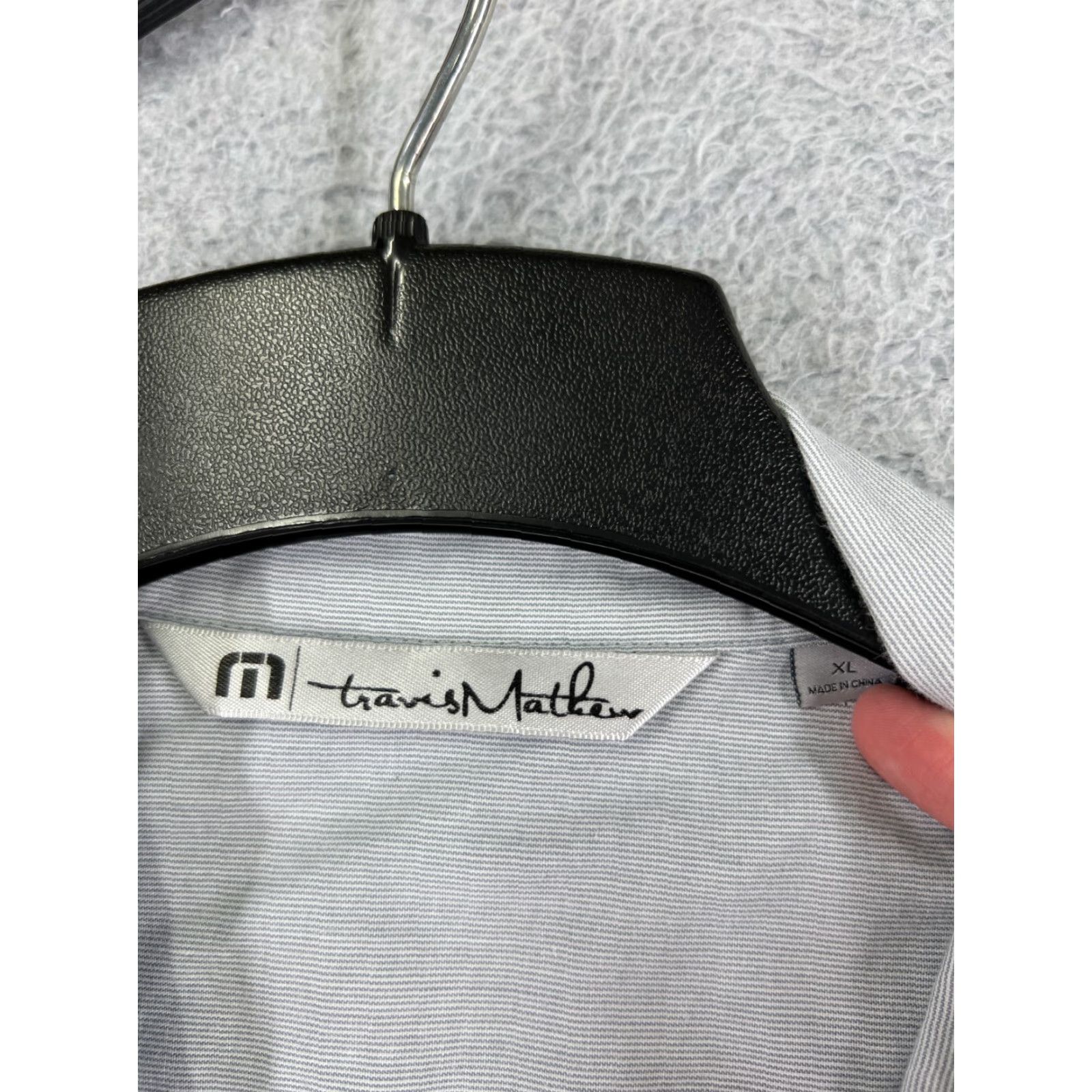 TravisMathew Travis Mathew Shirt Mens XL Gray Stripe Button-Up Long Sleeve Slim Fit Size US XL / EU 56 / 4 - 3 Thumbnail