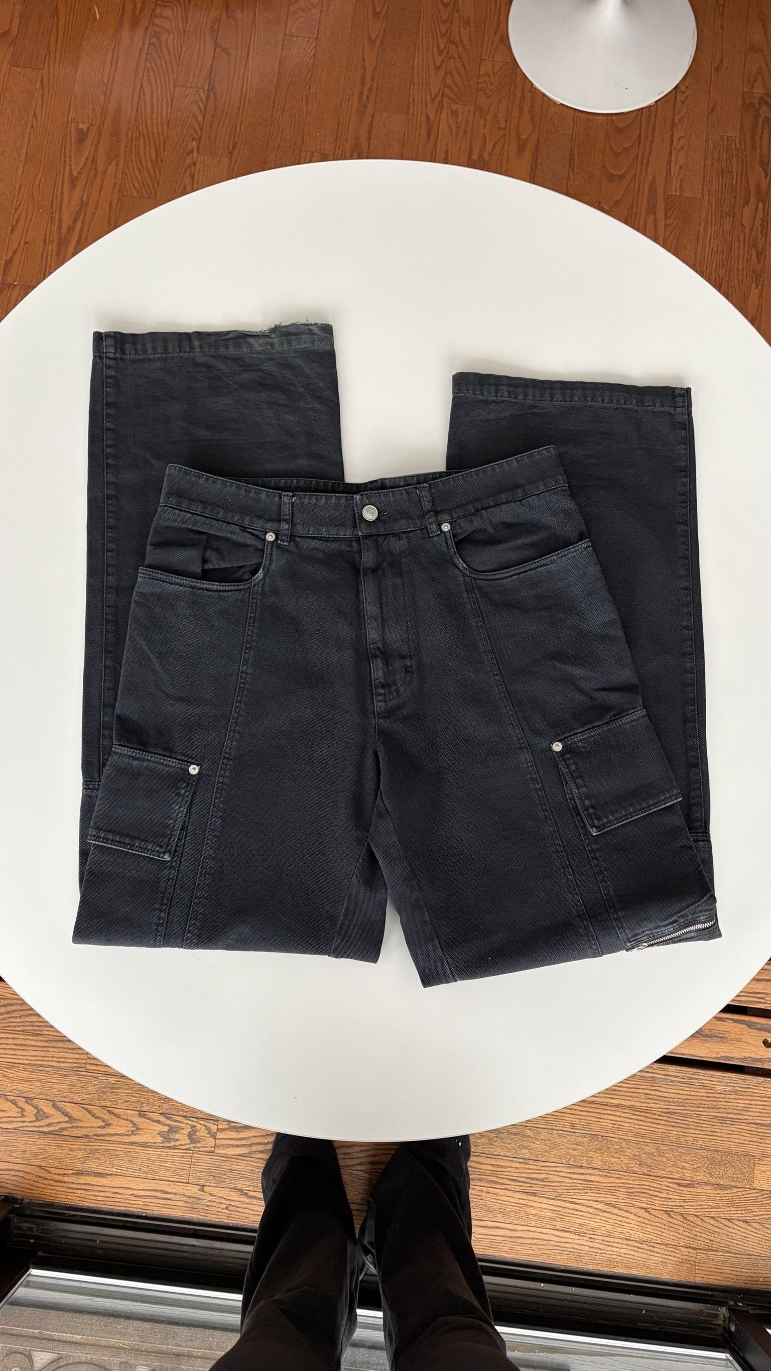 1017 ALYX 9SM ALYX Skater Cargo Canvas Wide-Leg Pants in Washed Black Size US 32 / EU 48 - 6 Thumbnail