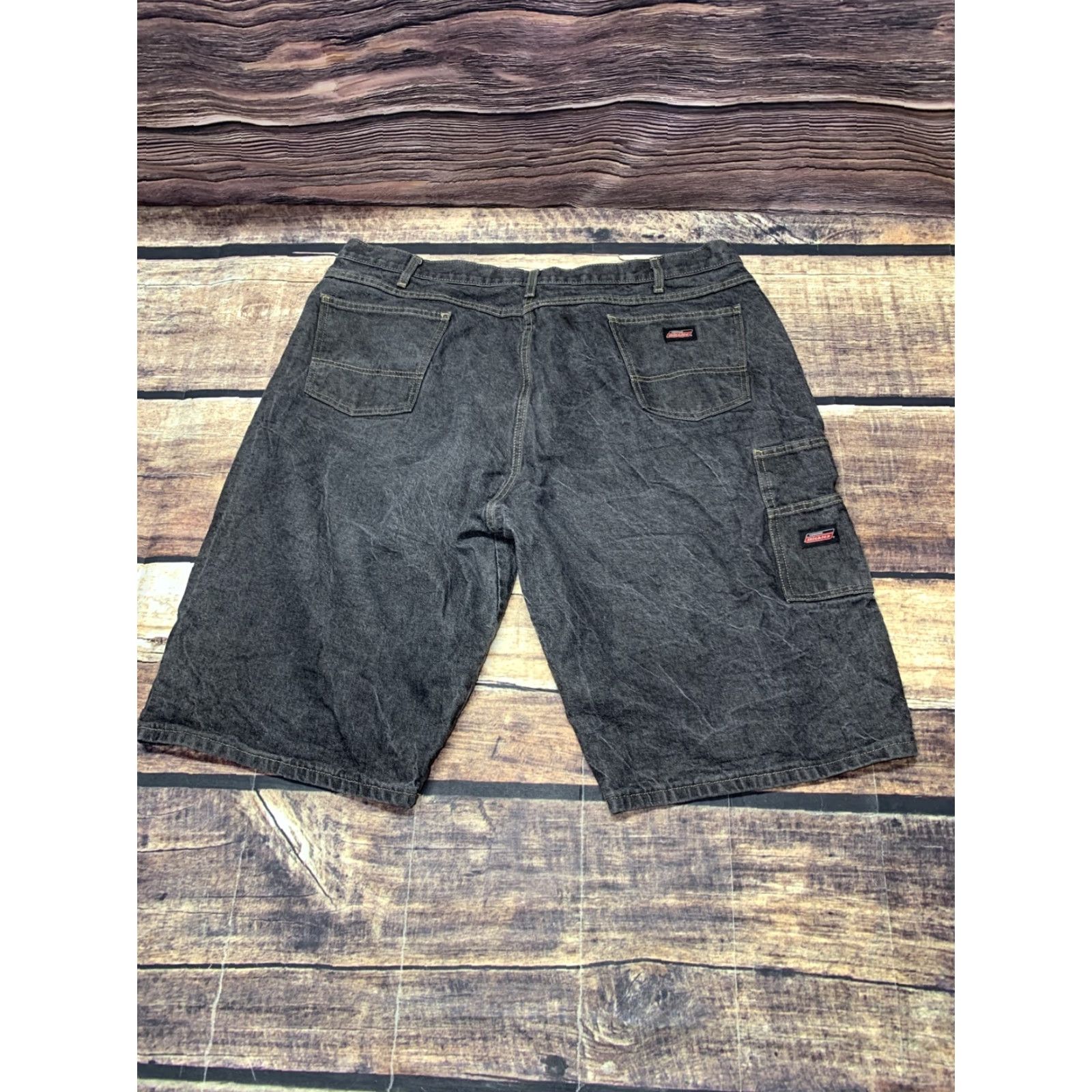 Dickies Dickies Men's Denim Work Shorts 42 Loose Fit ER305BK Black 14in Inseam Cargo Pockets Workwear Pants Mens Size US 42 / EU 58 - 3 Thumbnail