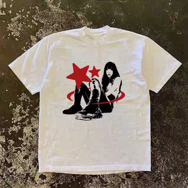 Vintage White street washed retro trend girl print t-shirt Size US M / EU 48-50 / 2 - 1 Thumbnail