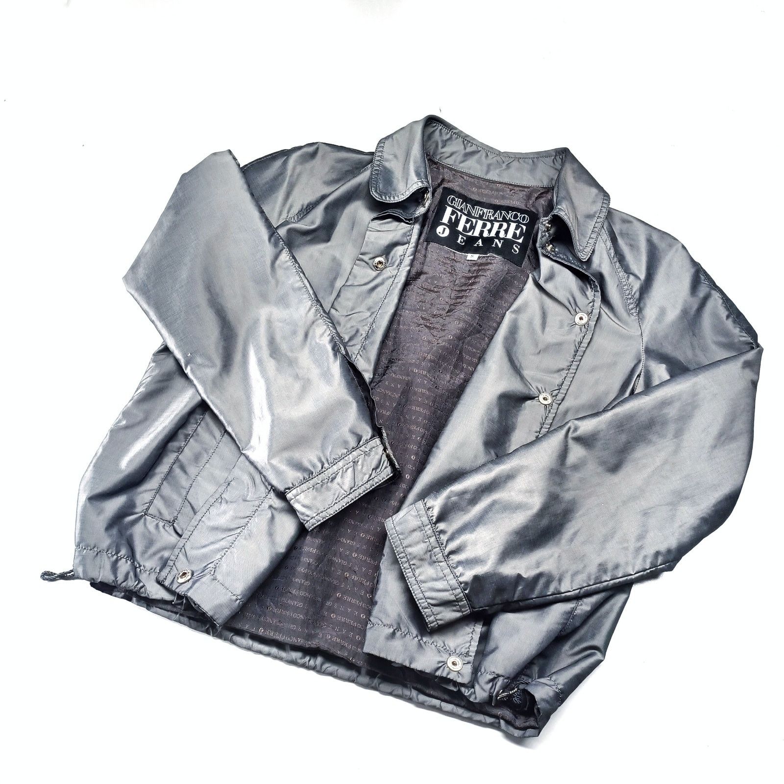 Gianfranco Ferre Y2K Ferre Jeans Metallic Silver Jacket Sz S Chrome Techwear Size S / US 4 / IT 40 - 16 Thumbnail