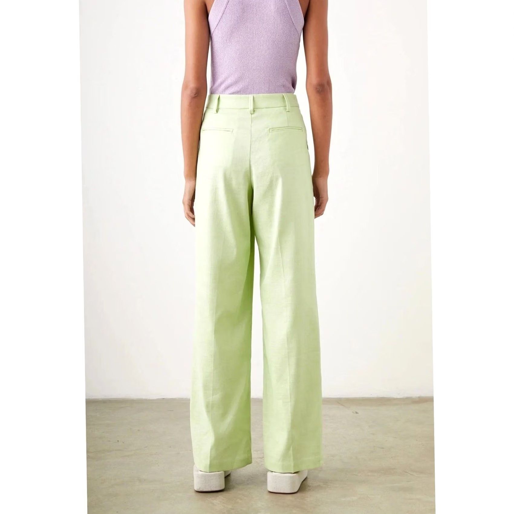 Rails Rails Marnie Pants Womens Size 10 Pleated Wide-Leg Linen Blend Green 30 Inseam Dress Pants Casual Workwear Mens Womens Girls Teens Size 32" / US 10 / IT 46 - 3 Thumbnail