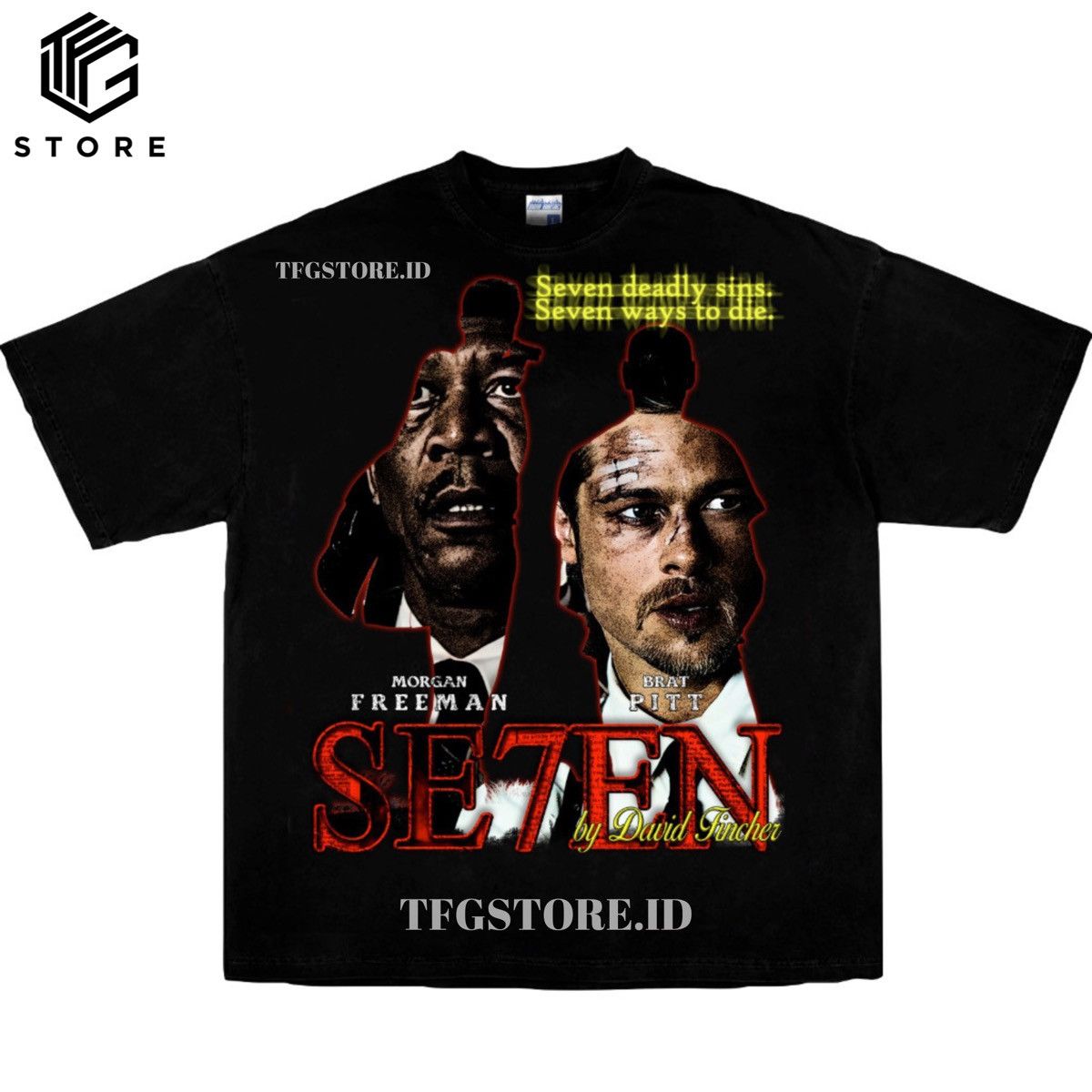 image of Limited Seven Deadly Sins Wrath Brat Pitt Movie T Shirt XL in Black, Men's