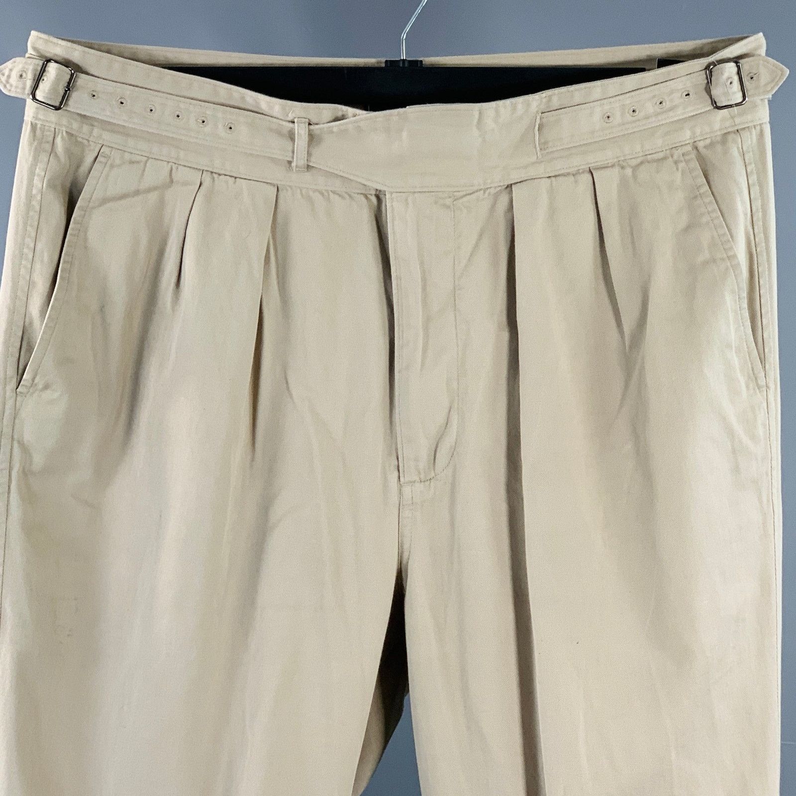 A.P.C. Size 38 Beige Twill Cotton Pleated Side Tabs Casual Pants Size US 38 / EU 54 - 2 Thumbnail