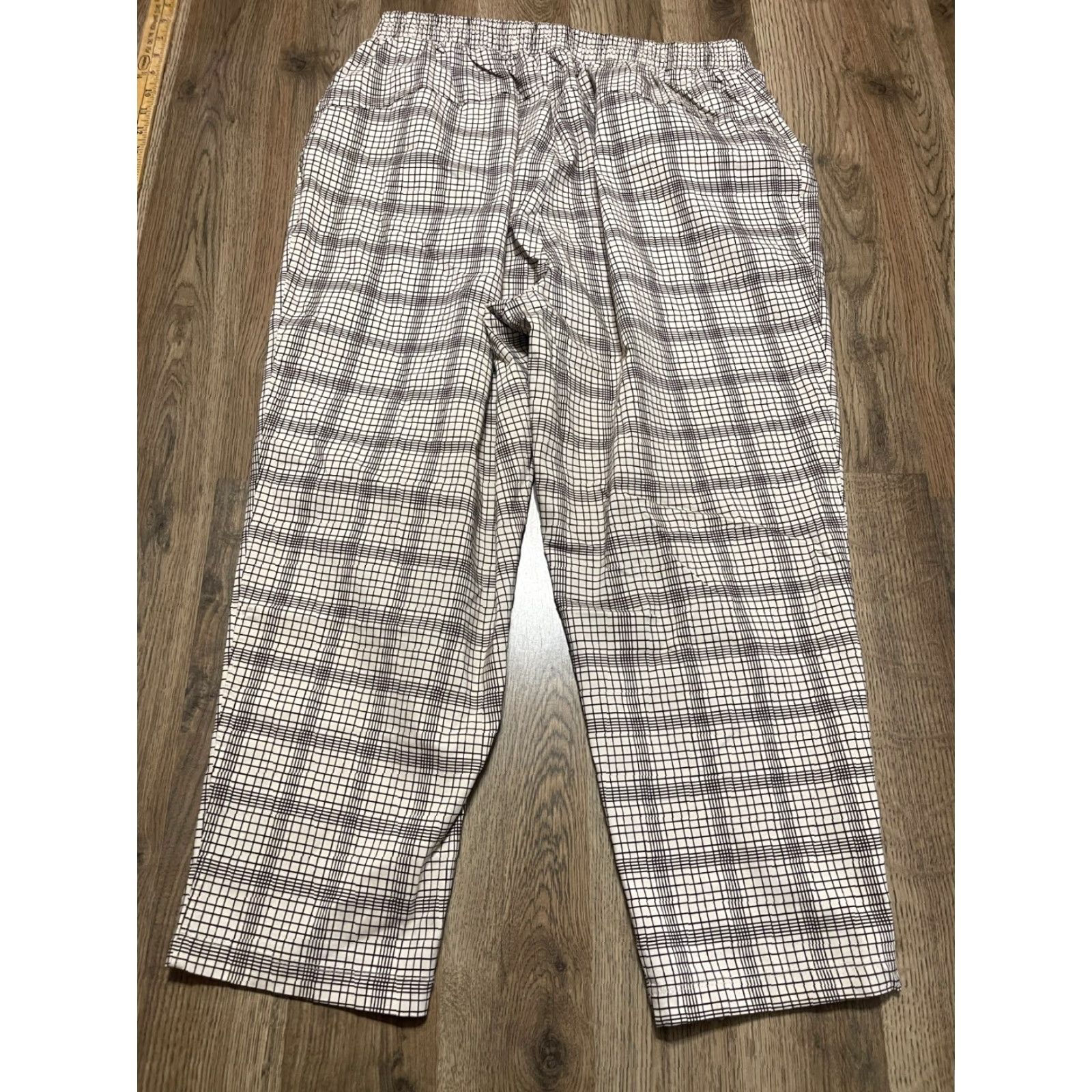 Vintage LulaRoe Pants Women's XL Black Cream Check Pull On Size 40" / US 18 - 2 Thumbnail