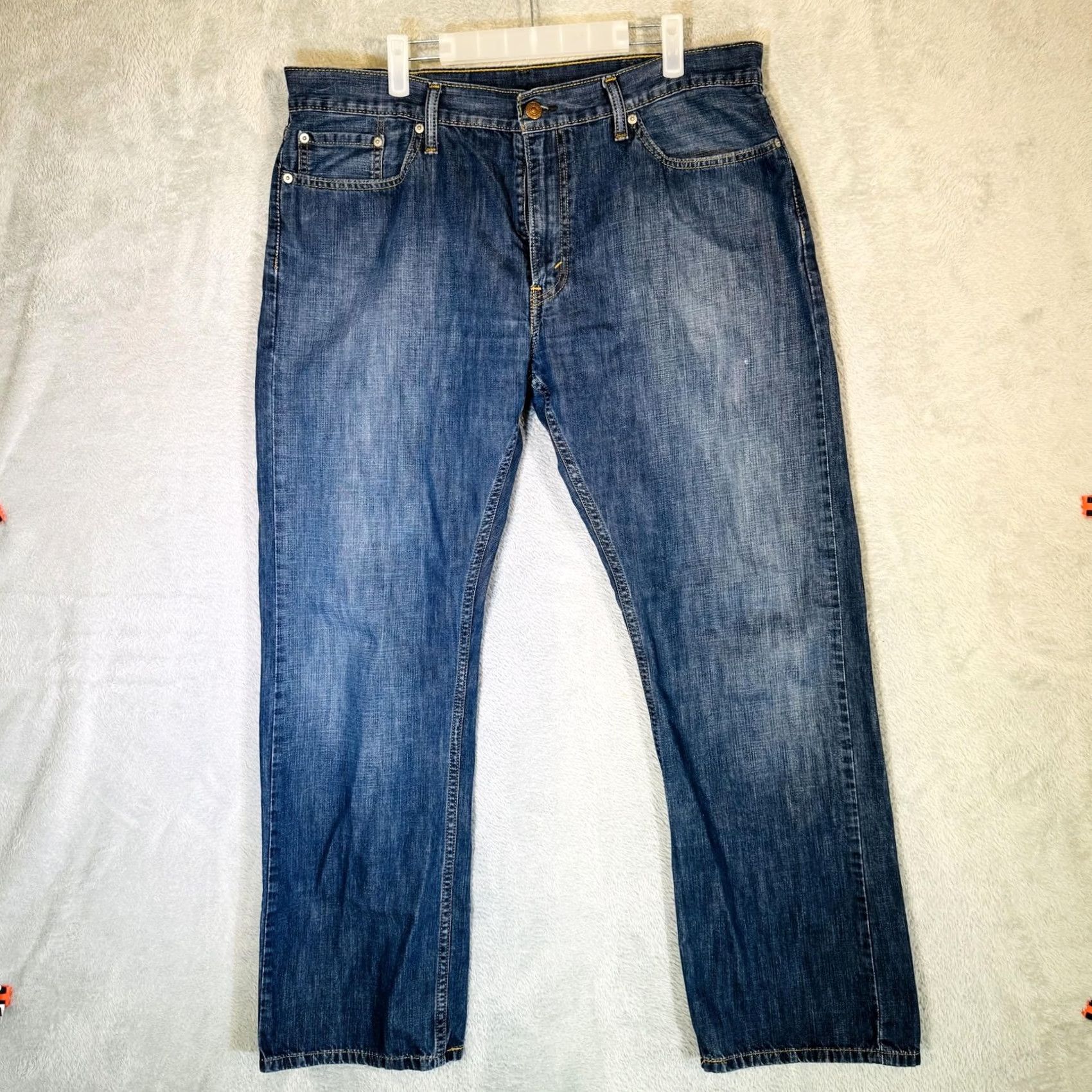 Levi's Levi's 514 Jeans Mens 38x32 Blue Medium Wash Straight Denim Zip Fly Regular Fit 5-Pocket World USA Leather Patch Logo Vintage: No Size US 38 / EU 54 - 5 Thumbnail
