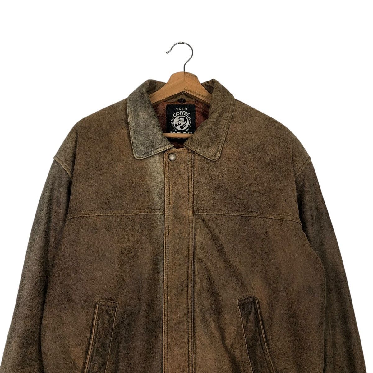 Japanese Brand 🔥VINTAGE GENUINE LEATHER JACKET SUNTORY COFFEE BOSS BIG LOGO Size US L / EU 52-54 / 3 - 5 Thumbnail