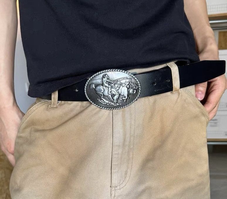 Japanese Brand × Vintage Outdoor retro western cowboy leather buckle belt Size ONE SIZE - 2 Thumbnail