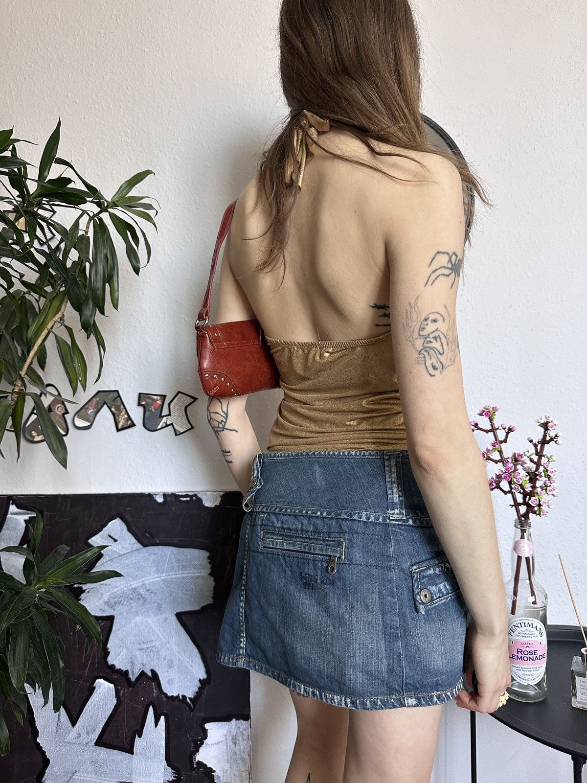 Seditionaries × Vintage Sexy Halter Glitter Gold Knit Y2K Archival Top Size M / US 6-8 / IT 42-44 - 2 Thumbnail