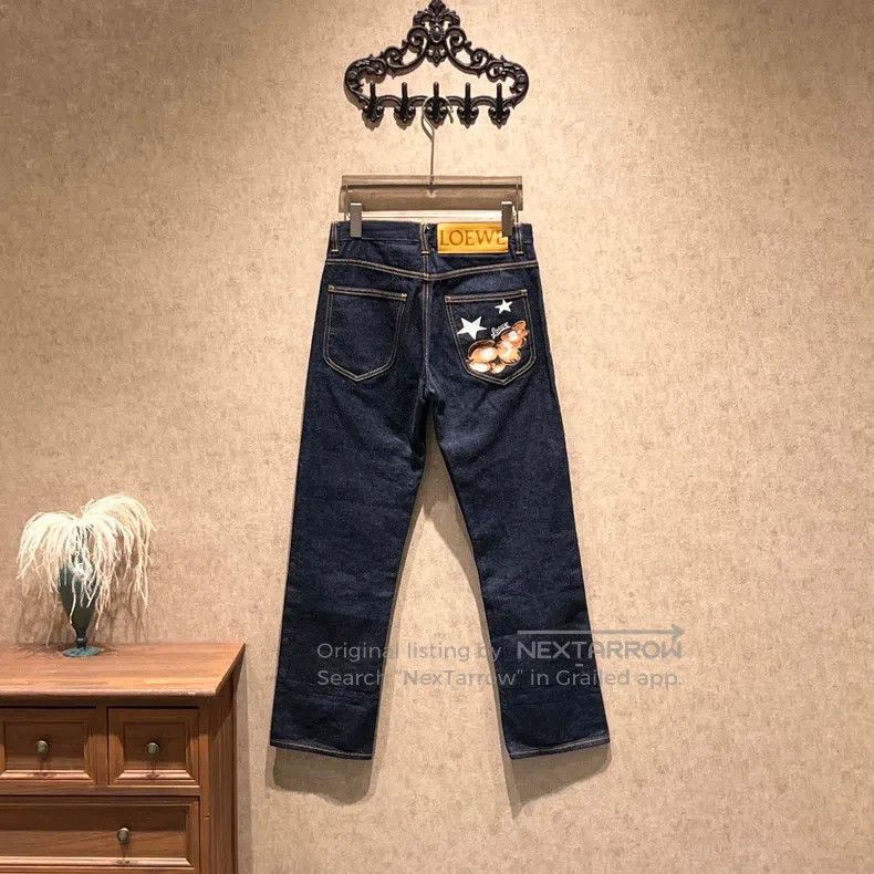 Loewe Loewe Blue Embroidered Star Pocket Leather Logo Denim Pant Size 24" / US 00 / IT 34 - 2 Thumbnail