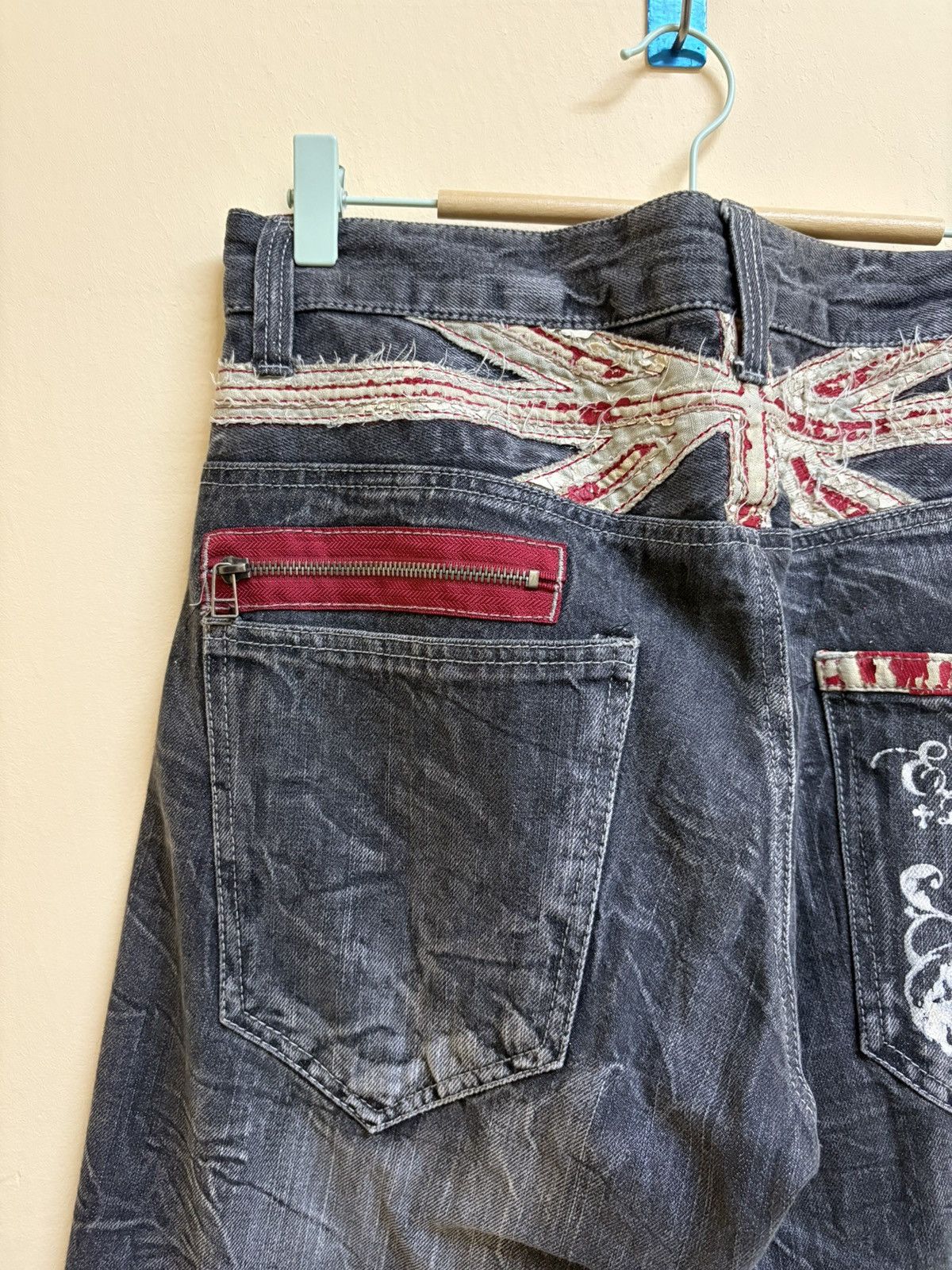 If Six Was Nine × Japanese Brand Vintage Y2k Jack Serika Poem Skull Printed Flared Jeans Size US 34 / EU 50 - 8 Thumbnail