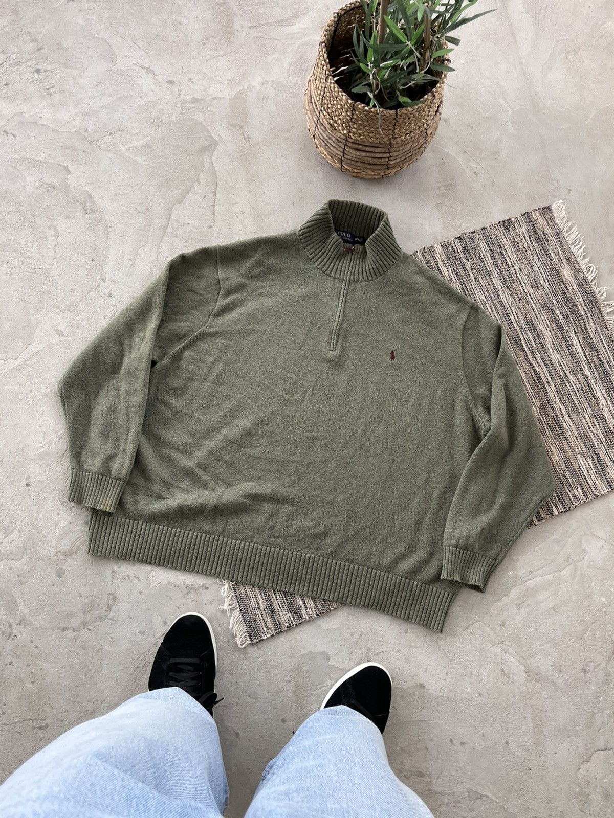 Polo Ralph Lauren Vintage Polo Ralph Lauren Green Oversize Zip Sweater Y2K Size US XXL / EU 58 / 5 - 1 Thumbnail
