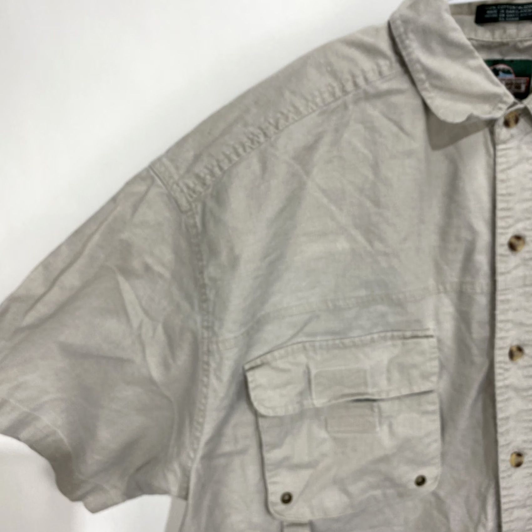 Vintage Timber Run Shirt Button-Up Short Sleeve Khaki Men’s Large Pockets Camping Fishing Sports Outdoor Regular Fit Shirt Size US L / EU 52-54 / 3 - 3 Thumbnail