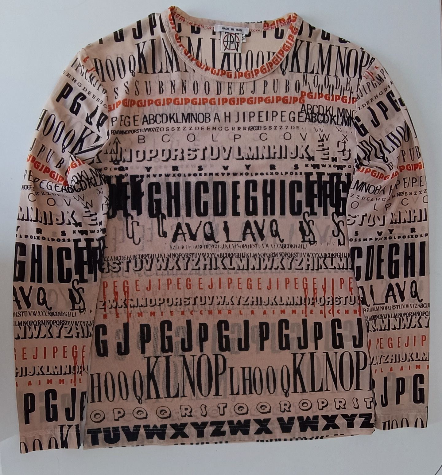 Jean Paul Gaultier Fall 1995 - Iconic letters lycra top Size US M / EU 48-50 / 2 - 14 Thumbnail