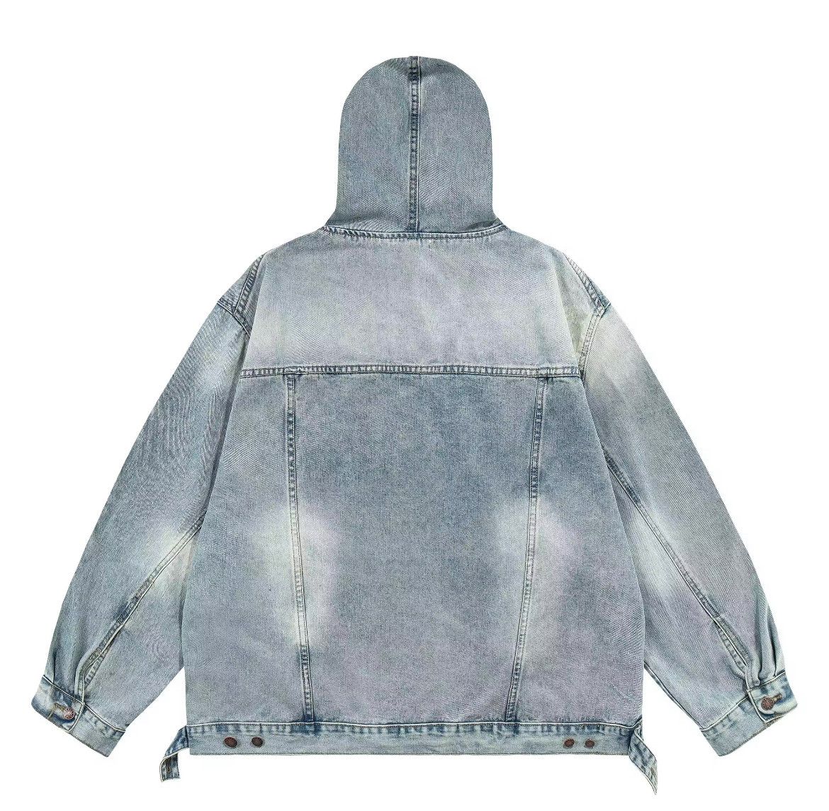 Japanese Brand Solid Spliced Denim Hoodies Size US XXL / EU 58 / 5 - 3 Thumbnail