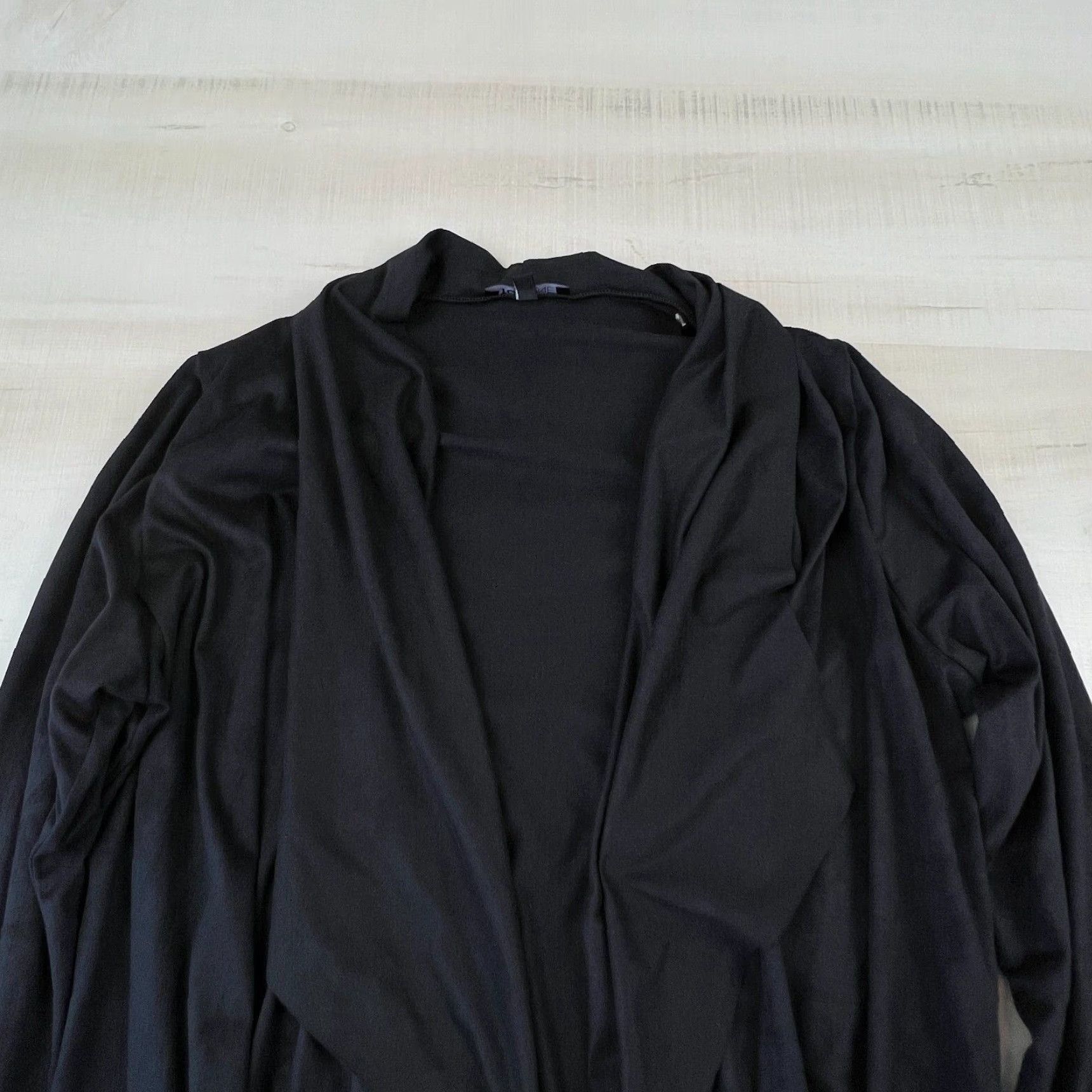 Vintage Top One Womens Black Faux Suede Open Front Cardigan 8 Long Sleeves Casual New Size M / US 6-8 / IT 42-44 - 2 Thumbnail