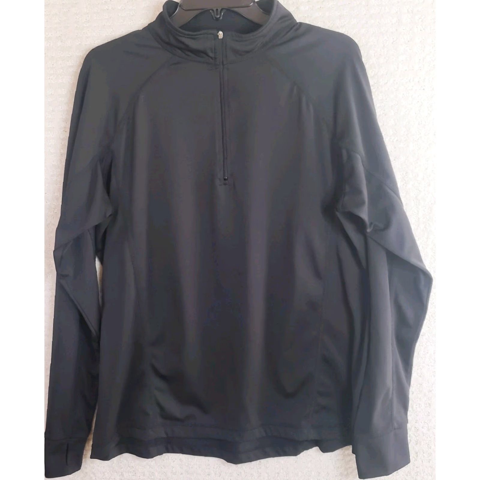Vintage L.L. Bean Pullover Long Sleeve Black Lightweight Knit 1/4 Zip Mens L with Thumb Hole Shirt Sweater Shirt Running Casual Workwear VenTage No Size US L / EU 52-54 / 3 - 2 Thumbnail