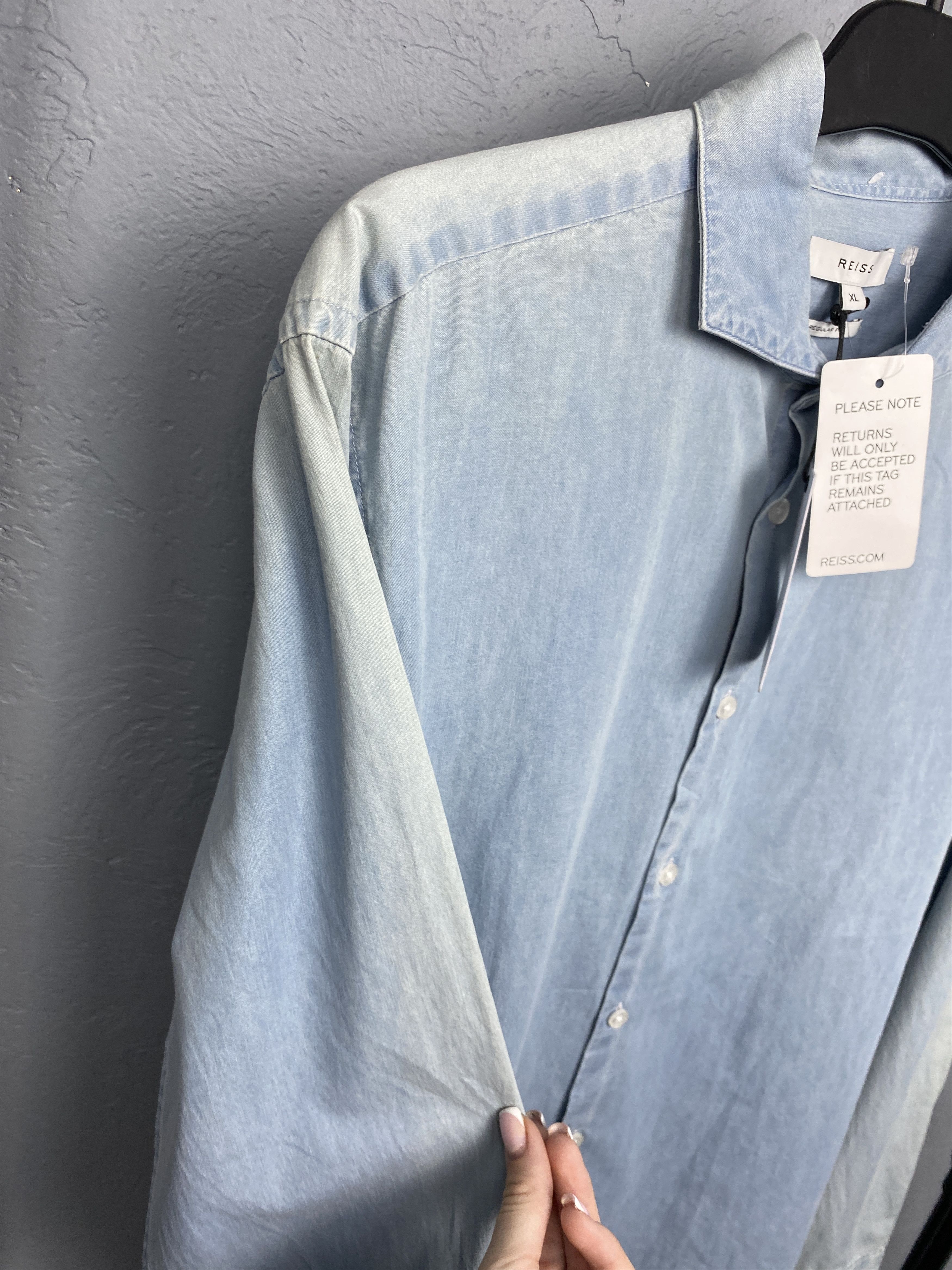 Reiss NEW Reiss Mens Denim Long Sleeve Shirt Jeans Size US XL / EU 56 / 4 - 6 Thumbnail