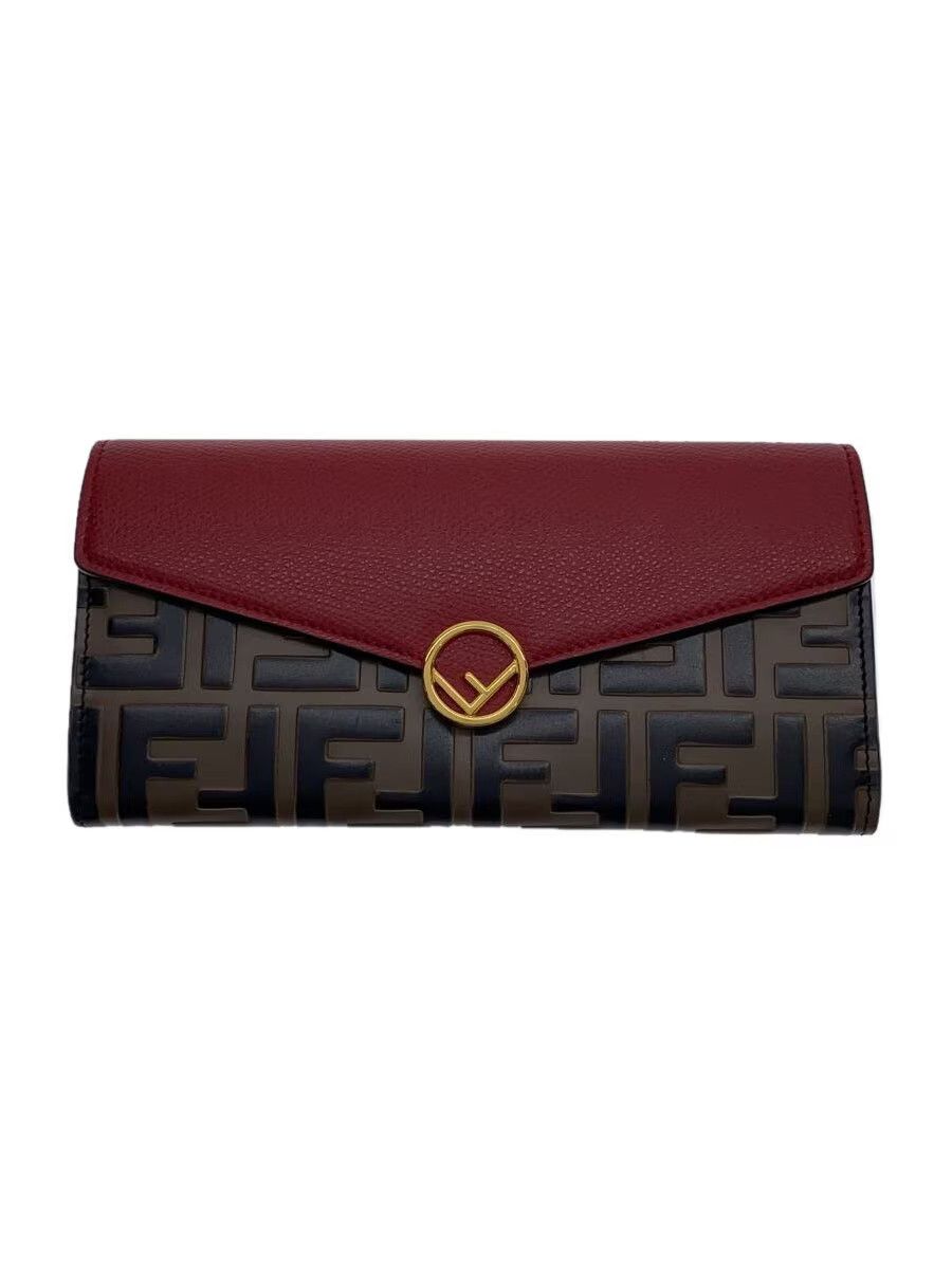 Fendi Fendi Zucca Pattern Leather Long Wallet Red Embossed Size ONE SIZE - 1 Thumbnail