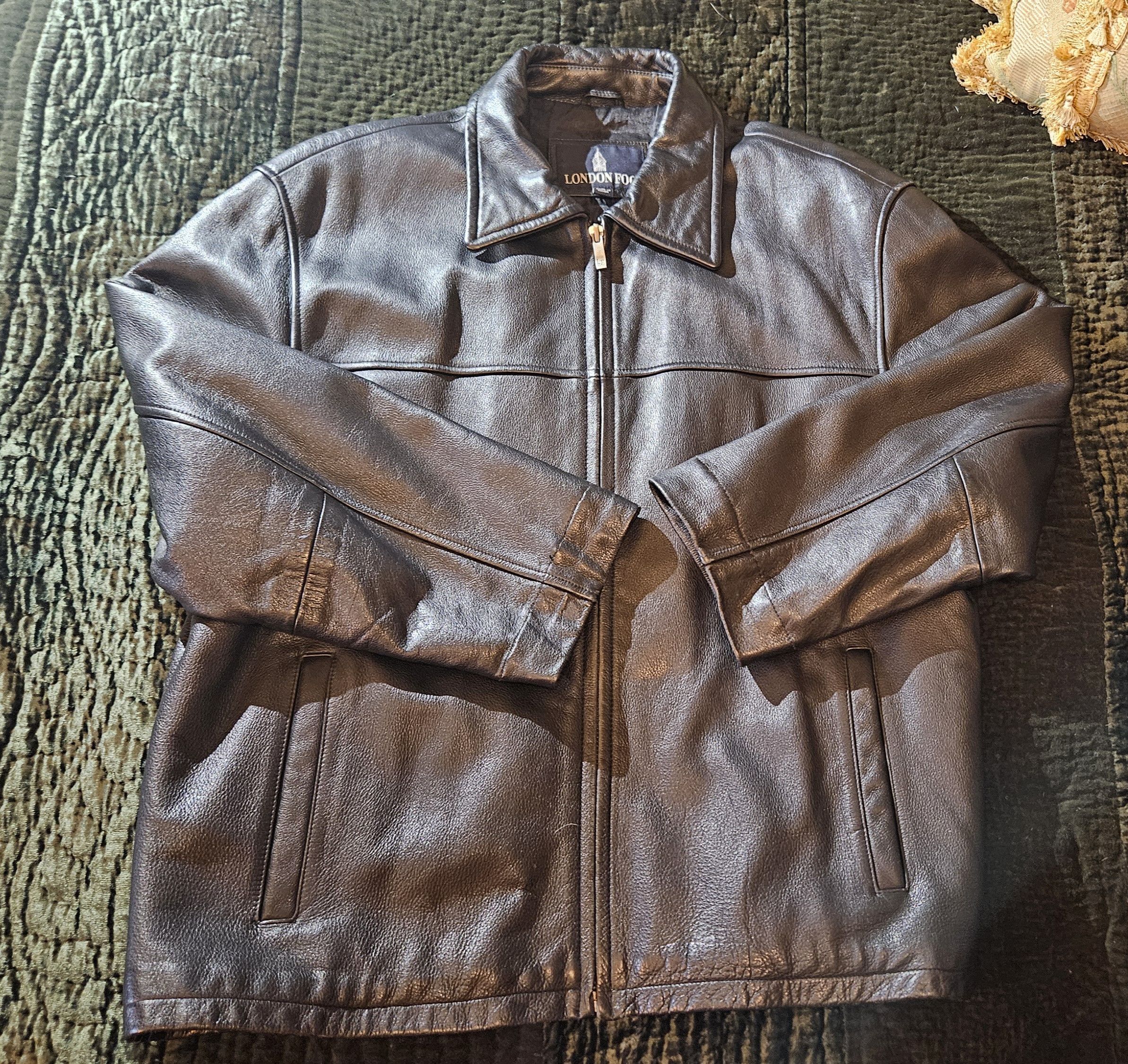 London Fog Men's Black Leather Jacket Size L. London Fog Size US L / EU 52-54 / 3 - 13 Thumbnail