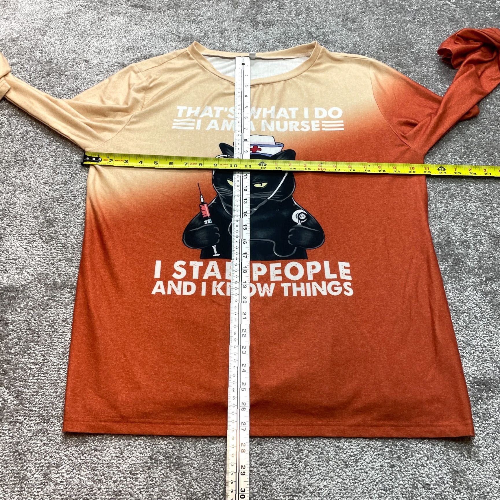 Vintage Unbranded Shirt Adult XL Orange Crew Neck Long Sleeve Cat Nurse Graphic Tee Size US XL / EU 56 / 4 - 4 Thumbnail