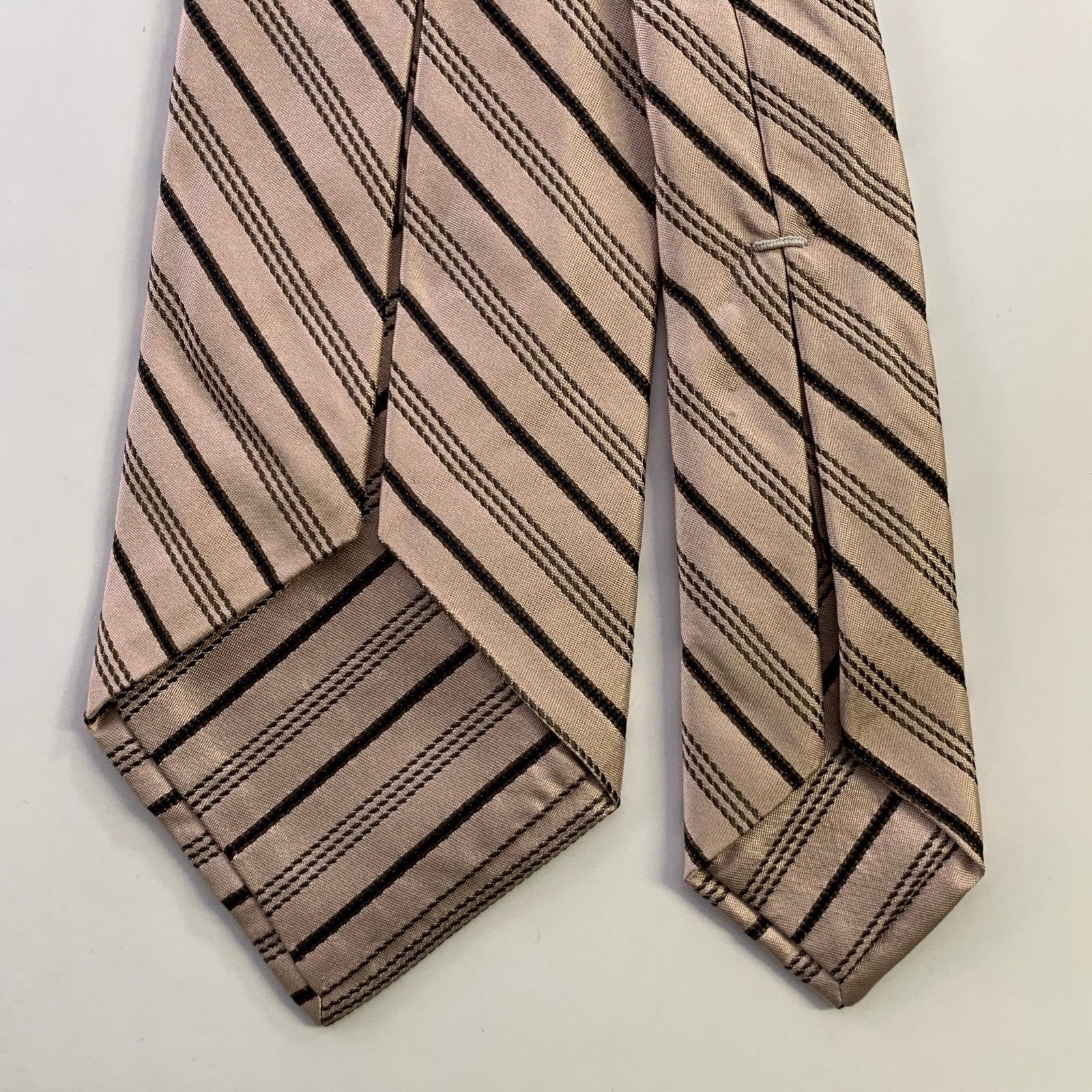 Bvlgari BVLGARI Light Pink Black Diagonal Stripe Silk Tie Size ONE SIZE - 2 Thumbnail