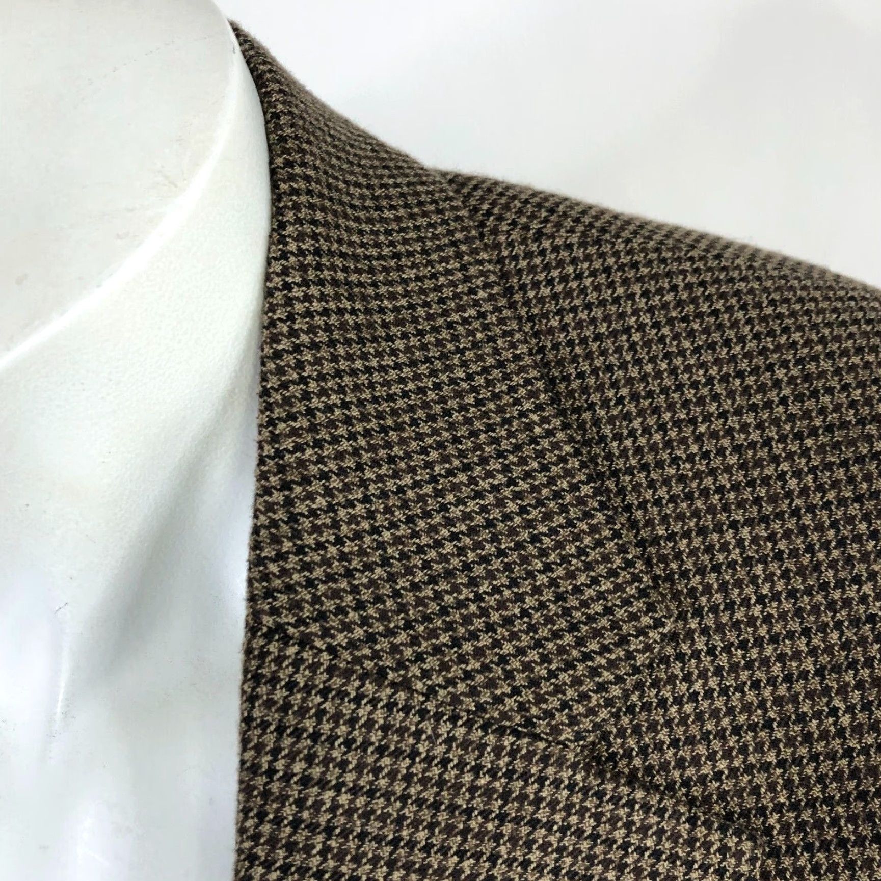 Ralph Lauren Lauren Ralph Lauren Green Label Sport Coat Jacket Houndstooth Polyester Men Regular 44L Brown Notch Lapel Four-Button Two-Button Front Size US S / EU 44-46 / 1 - 2 Thumbnail