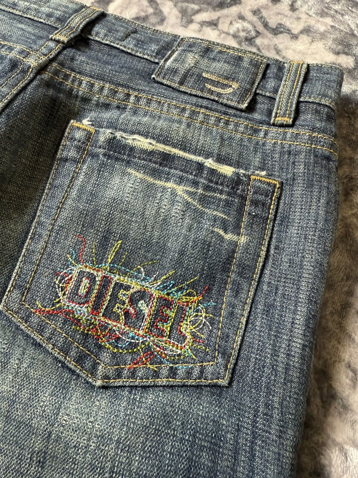 Diesel Vintage Diesel Boro Weave Distressed Flared Jeans Size US 29 - 18 Thumbnail