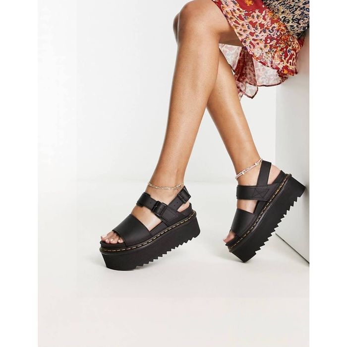 Dr Martens Voss II In Black For Women Hydro Leather Strap Sandal