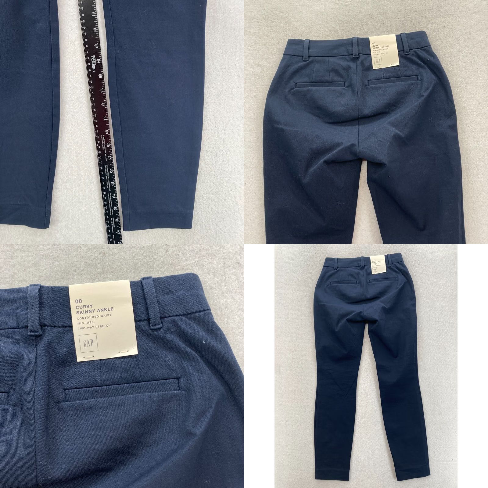 Gap Gap Women's Navy Blue Curvy Skinny Ankle Pants Stretch Low Rise NWT 00 Size 26 Inseam 27 Regular Pants Mens Womens Girls Size 26" / US 2 / IT 38 - 8 Thumbnail