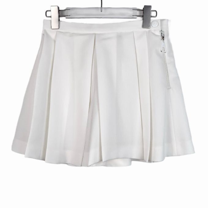 Louis Vuitton Louis Vuitton Lv 22' Logo Zippered Silk Blend White Pleated Size 26" / US 2 / IT 38 - 1 Thumbnail