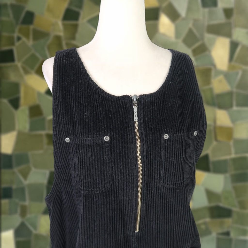 Gloverall VINTAGE NY Jeans Black Corduroy Mini Jumper Overall Dress M Womens 90s Size M / US 6-8 / IT 42-44 - 1 Thumbnail