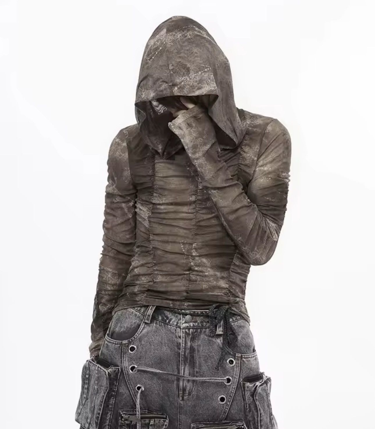 Japanese Brand Streetwear Designer Pleated Vintage Long Sleeve Hooded Shirt Size US L / EU 52-54 / 3 - 2 Thumbnail