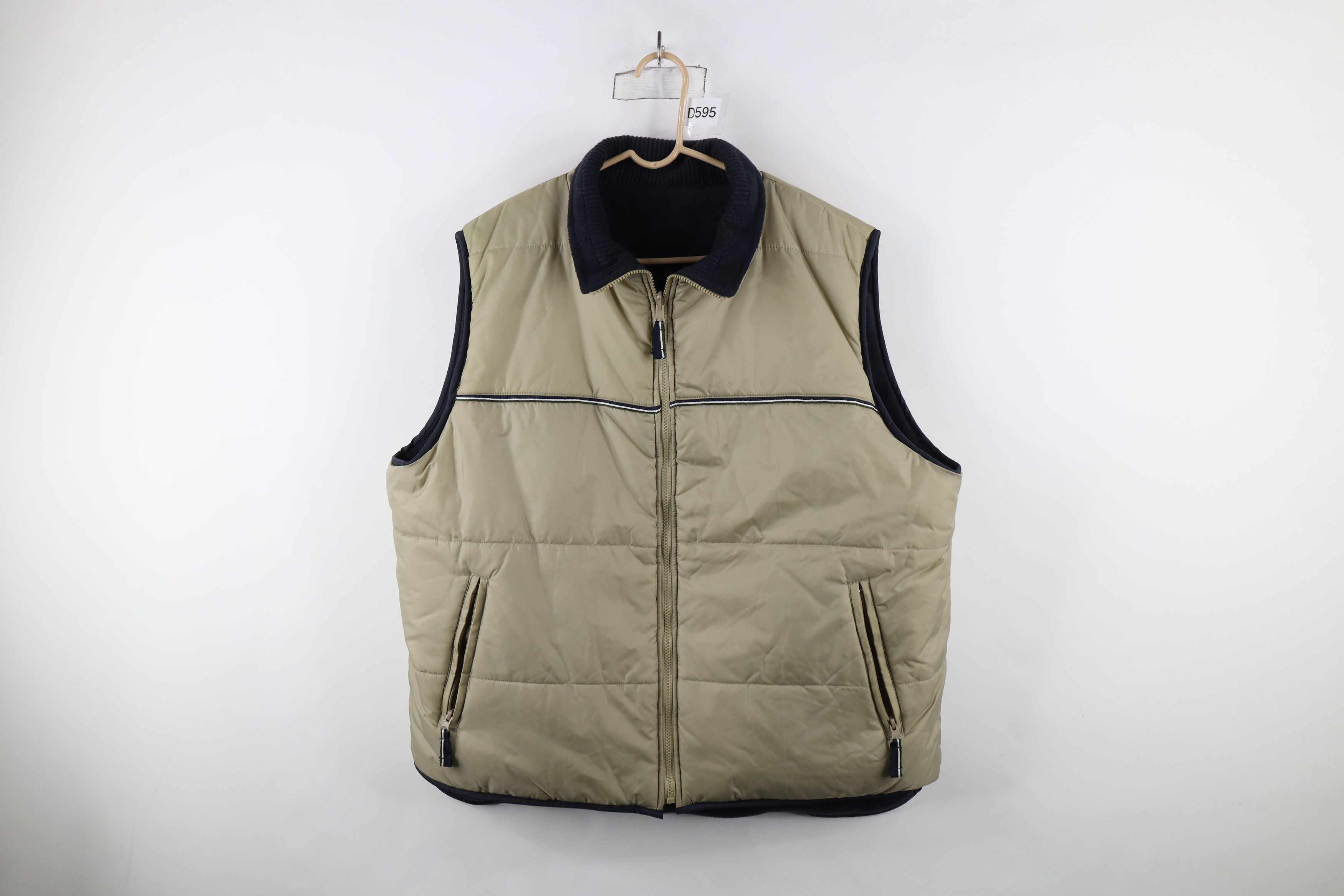 Vintage Vintage 90s Streetwear Reversible Vest Jacket Beige Blue Size US XL / EU 56 / 4 - 1 Thumbnail