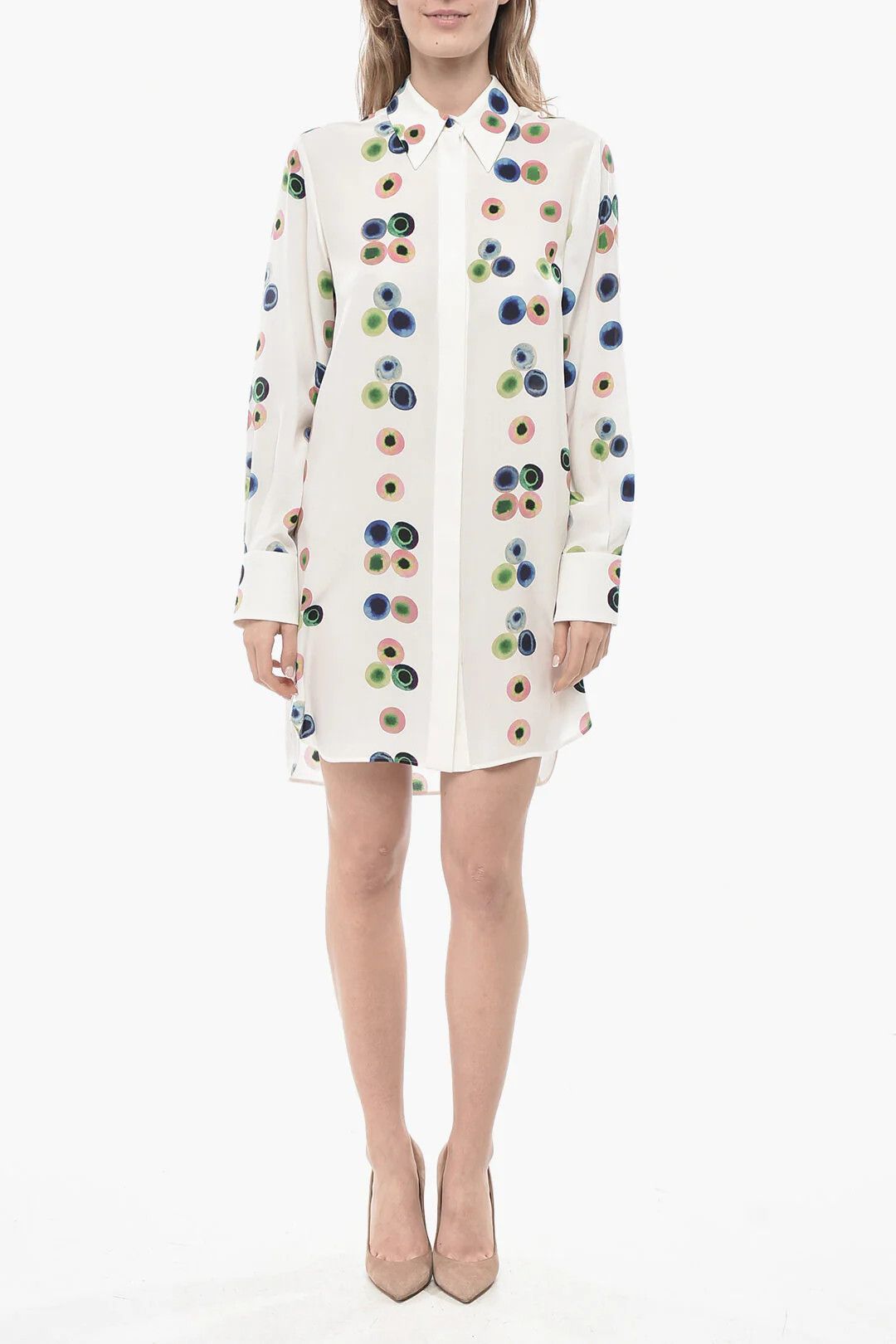 Chloe og1mm0426 Silk Shirt Dress in White Size S / US 4 / IT 40 - 1 Thumbnail