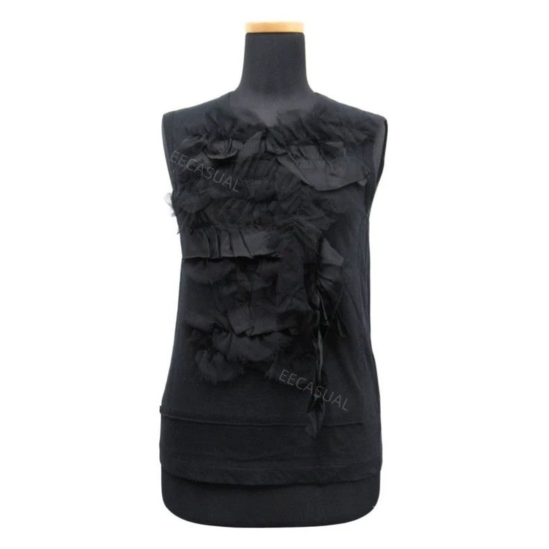 Comme Des Garcons Rose and Blood Black Ruffle Sleeveless T