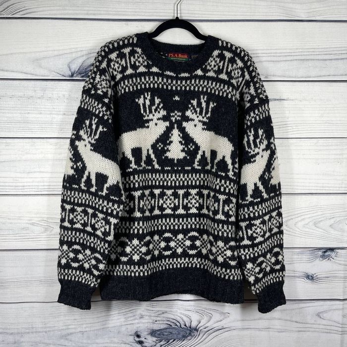 Jos. A. Bank Jos A Bank Fair Isle Reindeer Sweater Wool Mens Size Large ...